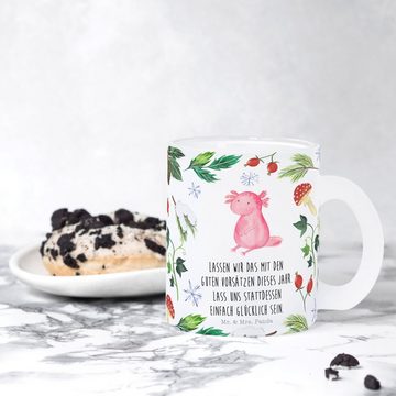 Mr. & Mrs. Panda Teeglas Axolotl Glücklich - Transparent - Geschenk, Teebecher, Tasse, Glas Te, Premium Glas, Außerordentliches Design