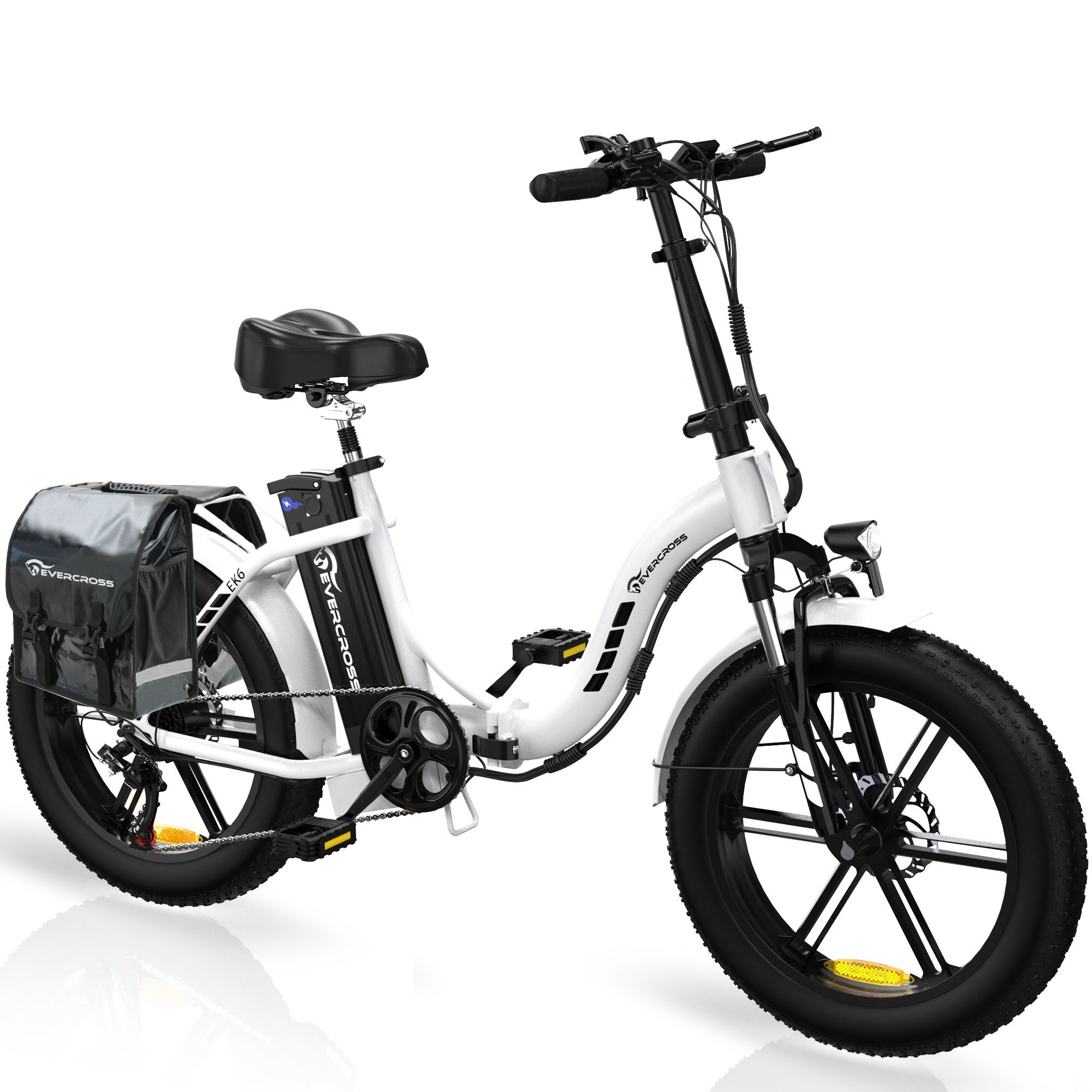EVERCROSS TECH E-Bike EK6 Faltbares Elektrofahrrad mit 7 Gang Getriebe, 48V 13AH Akku, 7 Gang, Kettenschaltung, 250W Motor Elektrofahrräder für Damen und Herren
