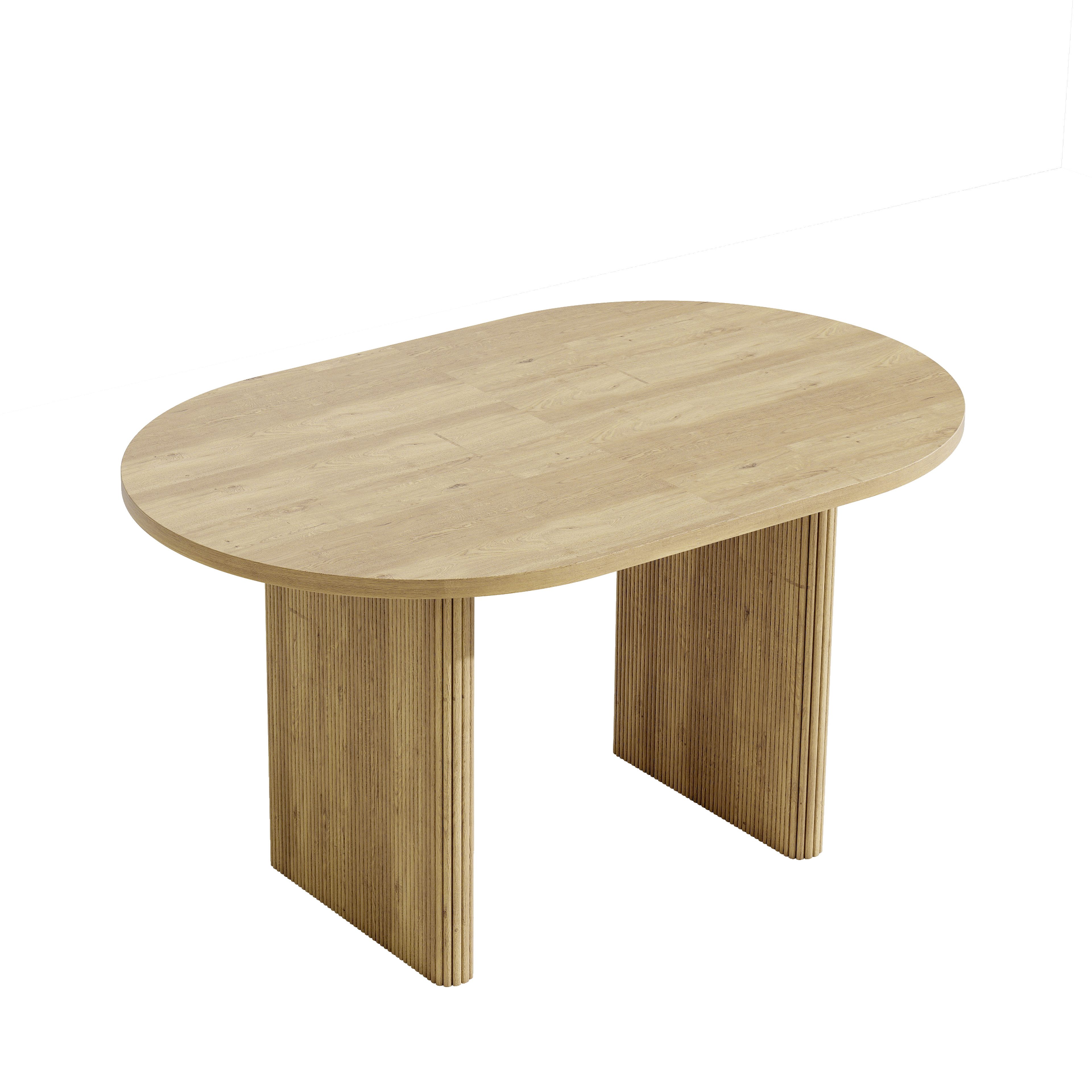 Flieks Esstisch (Länge 140-200/T90/H75 cm, 1-St., 1 Tisch), ausziehbarer Küchentisch ovaler Tisch Holzoptik, Eichenfarbe