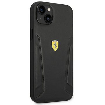 Ferrari Handyhülle Case Echtleder Logo schwarz iPhone 14