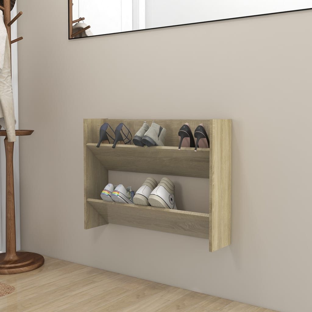 vidaXL Schrankmodule Wand-Schuhschrank Sonoma-Eiche 80x18x60 cm Holzwerksto günstig online kaufen