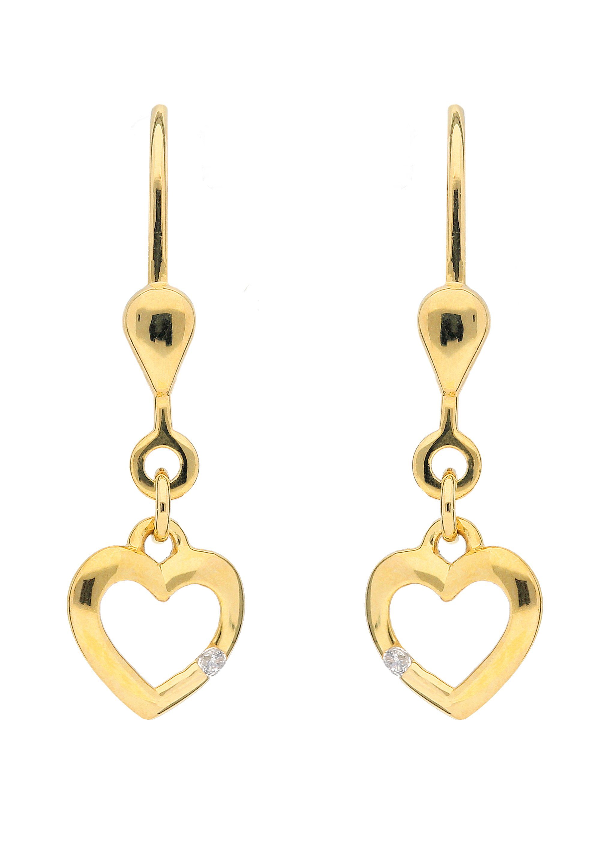 Adelia´s Paar Ohrhänger Damen Goldschmuck, Goldschmuck für Damen, Maße -  Breite 7,3 mm - Höhe 7,9 mm