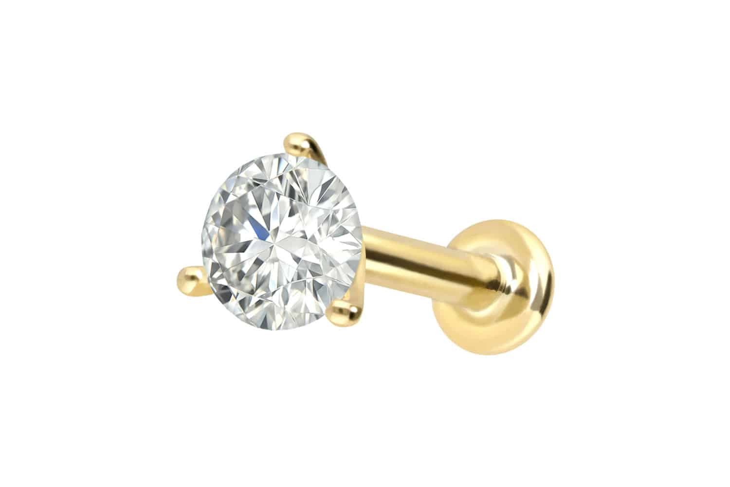 PIERCINGLINE Piercing-Set 18 Karat Gold Labret mit Innengewinde DIAMANT (Labrets, 1-tlg)
