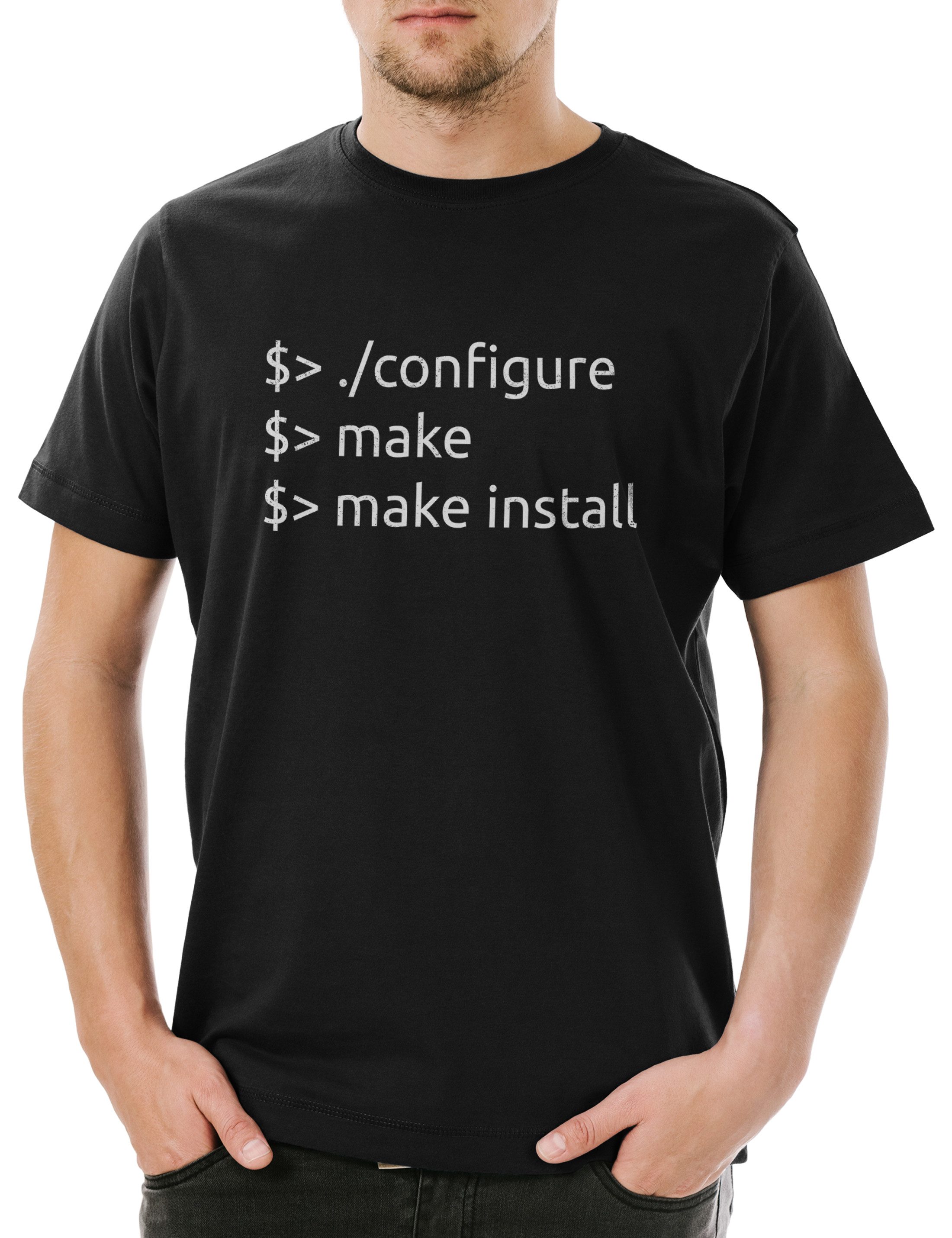 Print-Shirt Configure Make Install Herren T-Shirt Informatik Computer PC IT Nerd