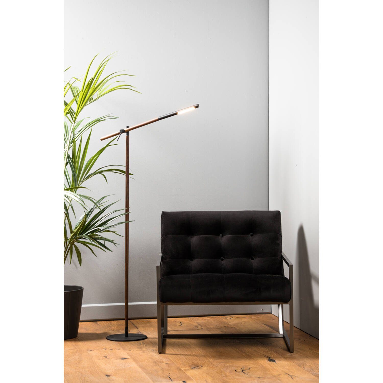 LED 70x23x130 Holz, wechselbar BALTUS schwarz & cm Stehlampe Stehleuchte LED mit Light Living