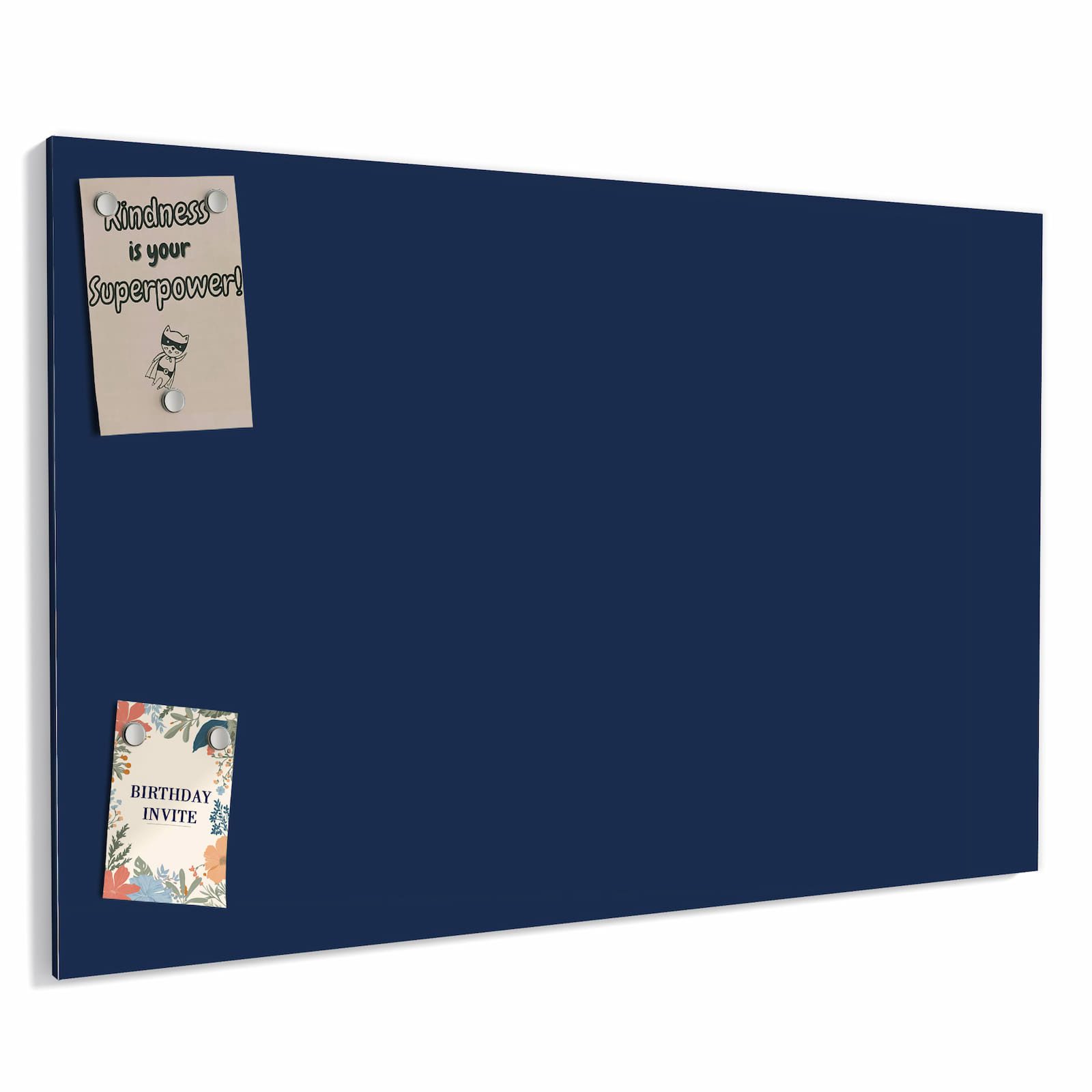 Primedeco Memoboard Metall Marineblauer Hintergrund I – beschreibbar & magnetisch, (Inklusive Stift, Magnete und Montagematerial, 1-tlg., 9 verschiedene Größen), Magnetisch und Beschreibbar