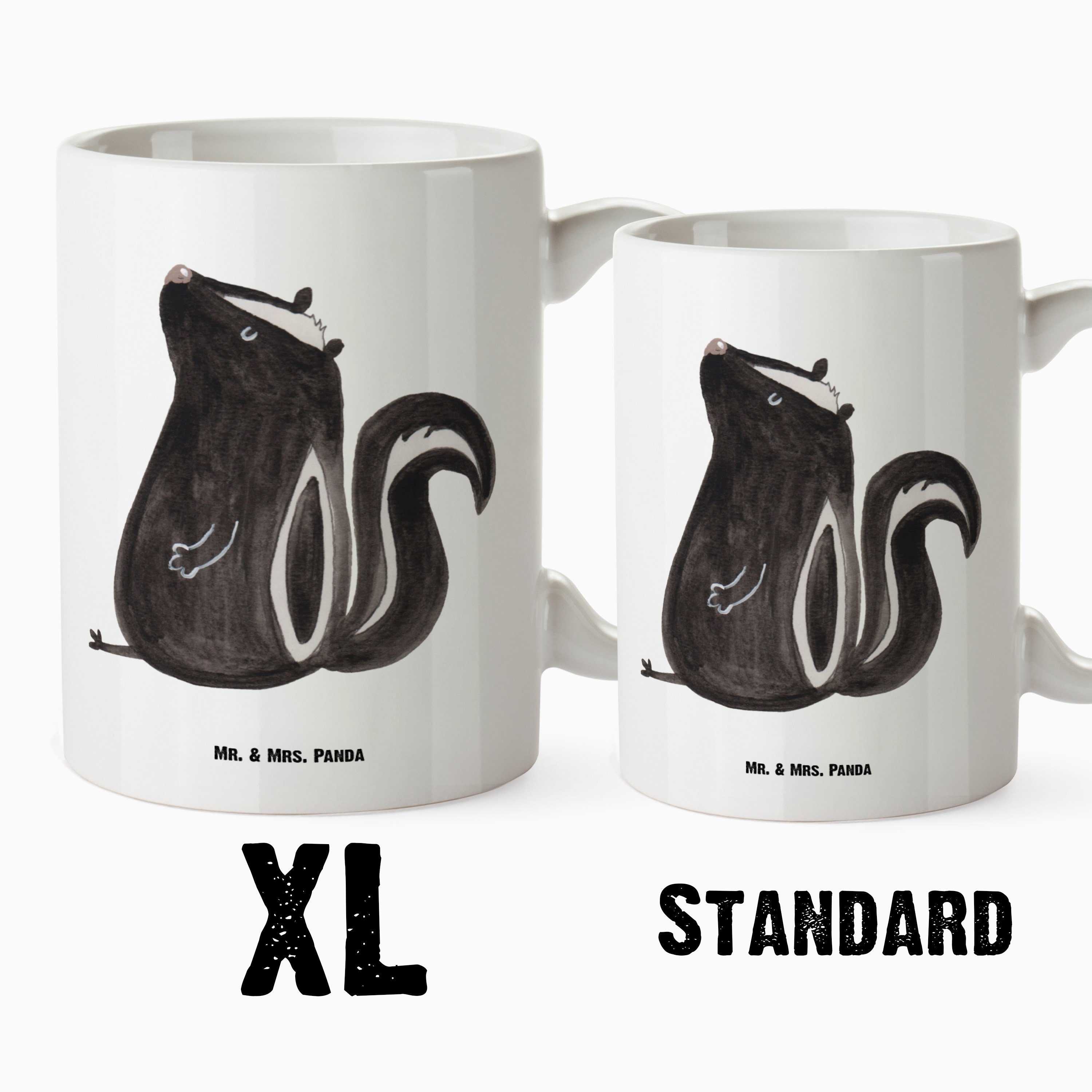 Tasse Keramik XL Büro, Te, XL Mrs. Besserwisser, Weiß Geschenk, & sitzend Panda Recht, - Tasse Mr. - Stinktier