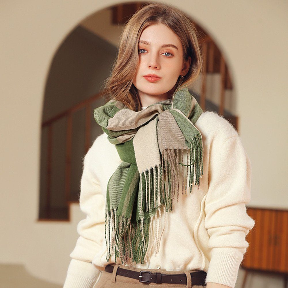 XDeer Wollschal Damen Schal,kuschelweich Karo,Winter Schal Poncho Qualität mit Fransen, Damen Halstuch Geschenk für Frauen in verschiedenen Farben