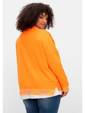 Sheego Sweatshirt Große Größen mit Neon-Print und Seitenschlitzen