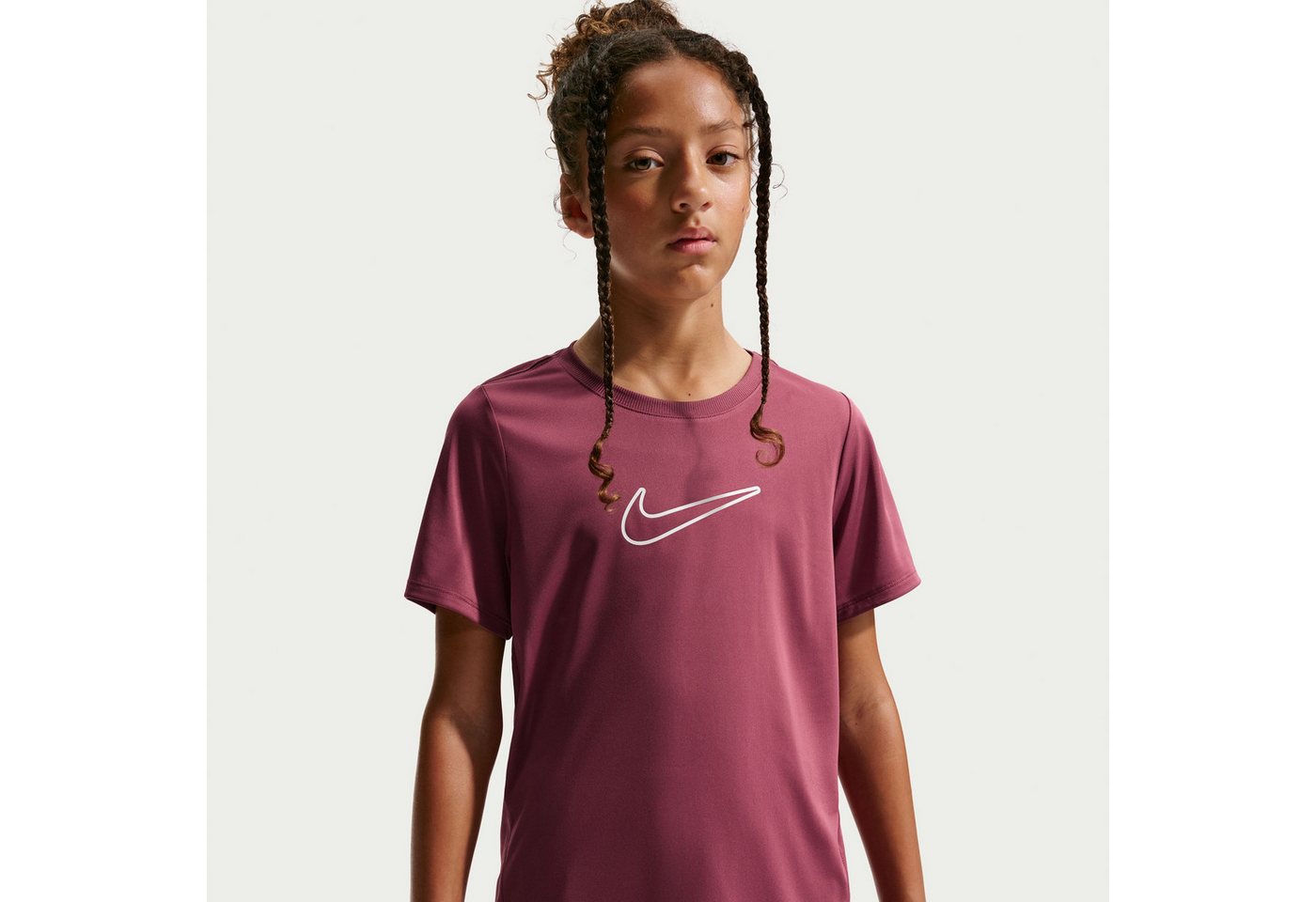 Nike Tanktop Nike One Fitted Big Kids' (Girls) Dri-FIT Short-Sleeve Top für Jugendliche, atmungsaktives Material, schnelltrocknend