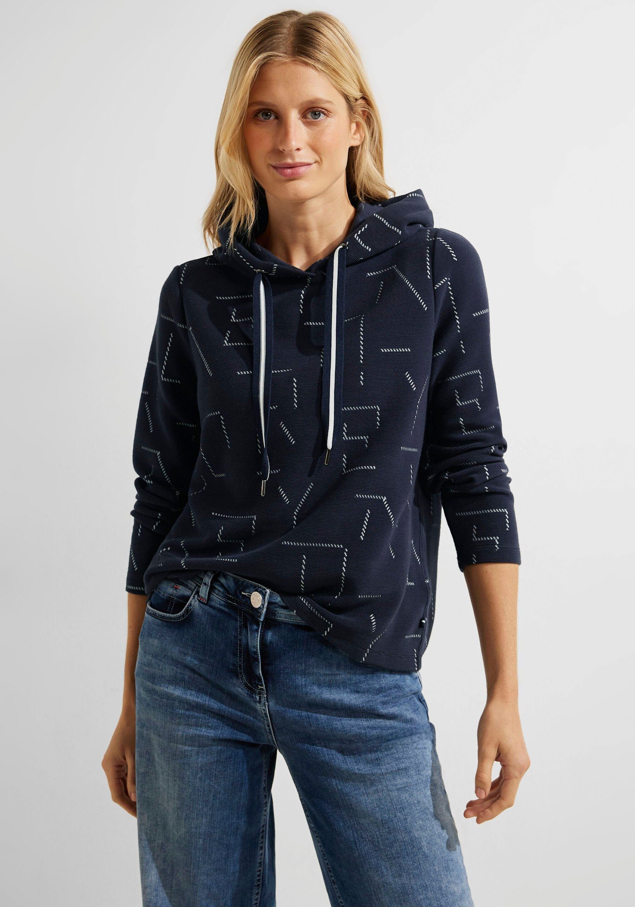 und Kombination Sweatshirt Jacquard-Muster, einzigartigem Raffinesse Lässigkeit mit Perfekte Cecil aus