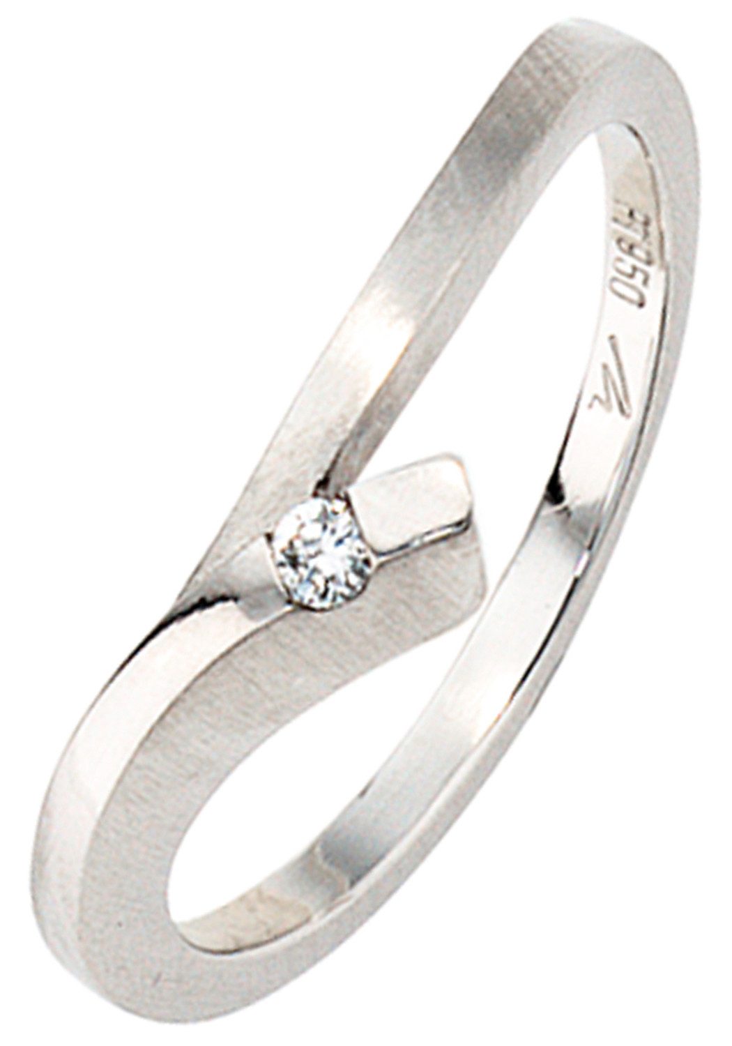 JOBO Diamantring Platinring, 950 Platin teil matt mit Diamant