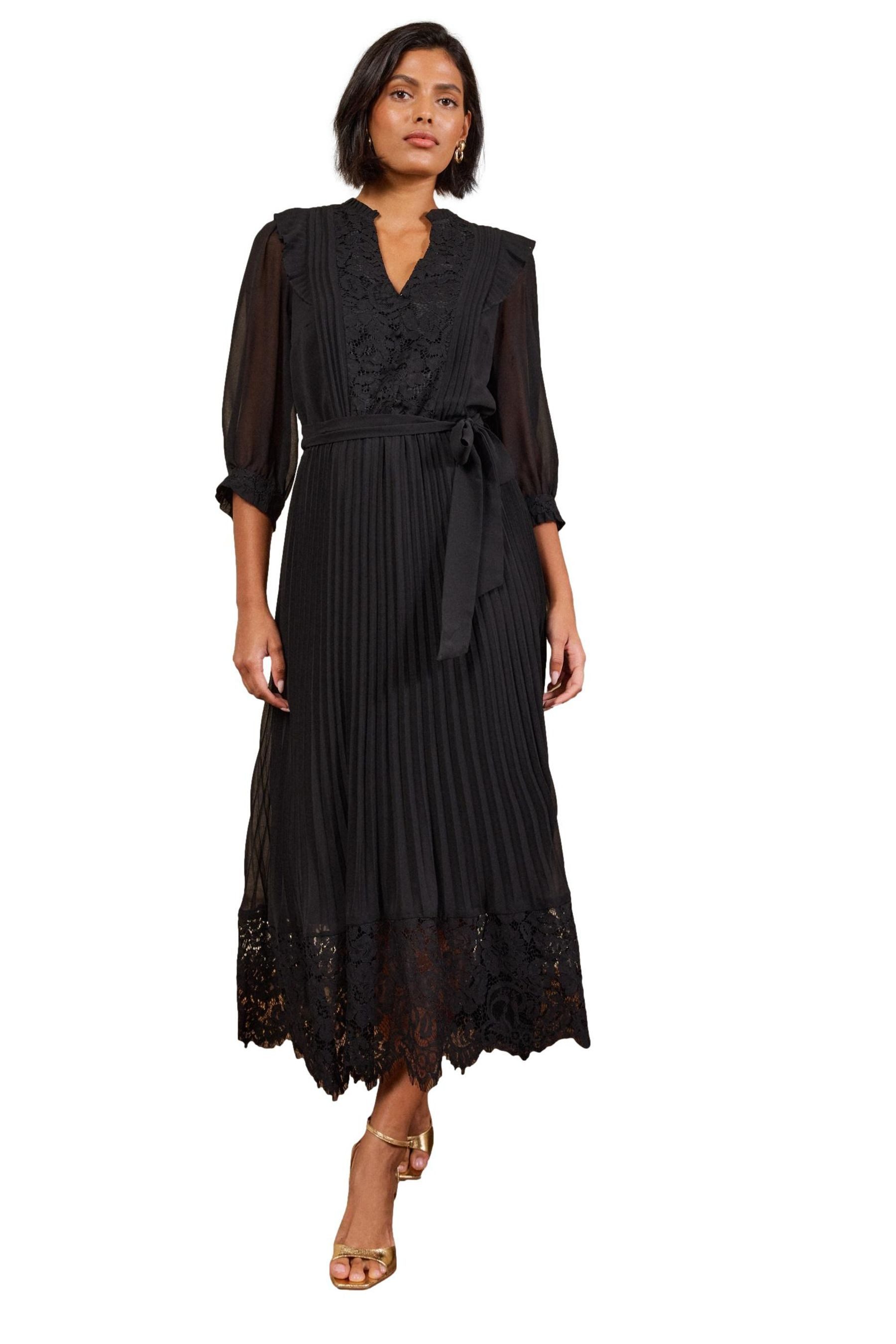 Love & Roses Midikleid Love & Roses plissiertes Midikleid mit Chiffon und (1-tlg)
