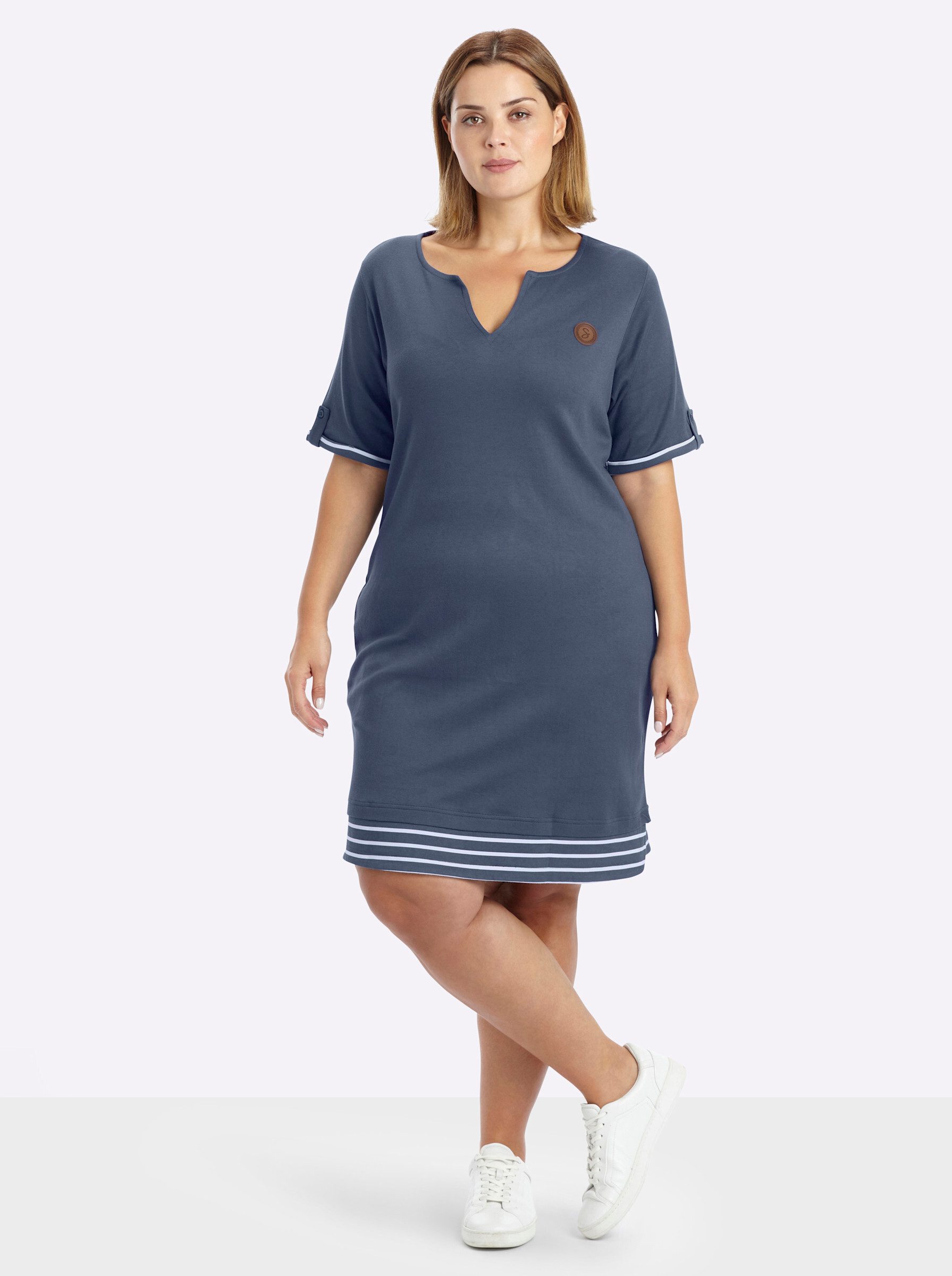 Sheego Jerseykleid Jersey-Kleid Kurzarm