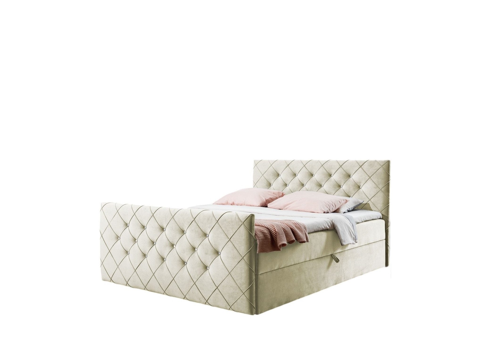 Fun Möbel Boxbett Schlafzimmerbett FUN ANDREN Stoff Magic Velvet (Kopfteil und Fußteil mit Strasssteinen besetzt, Erhältlich auch in der Überlänge 220 cm), Inkl. Bettkasten und Topper