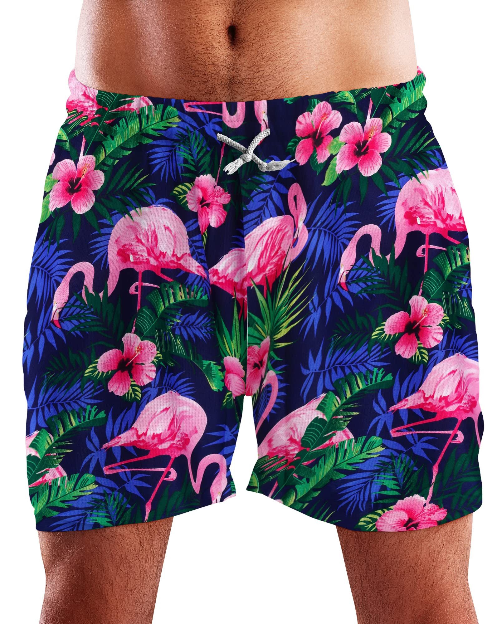 King Kameha Badeshorts Flamingo Flowers Funky Hawaii Bade-Shorts Mesh-Einsa günstig online kaufen