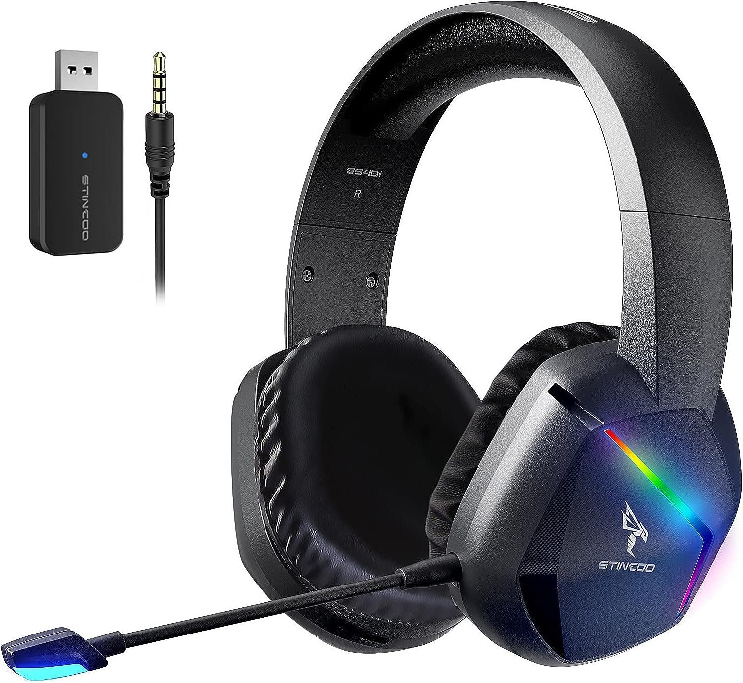 Somic GS401 Gaming-Headset (Abnehmbares Mikrofon mit hoher Klangqualität und LED-Beleuchtung. Flexibel einsetzbar. , Kabelloses Gaming-Headset: 2.4G/Bluetooth für PS4, PS5 & PC)