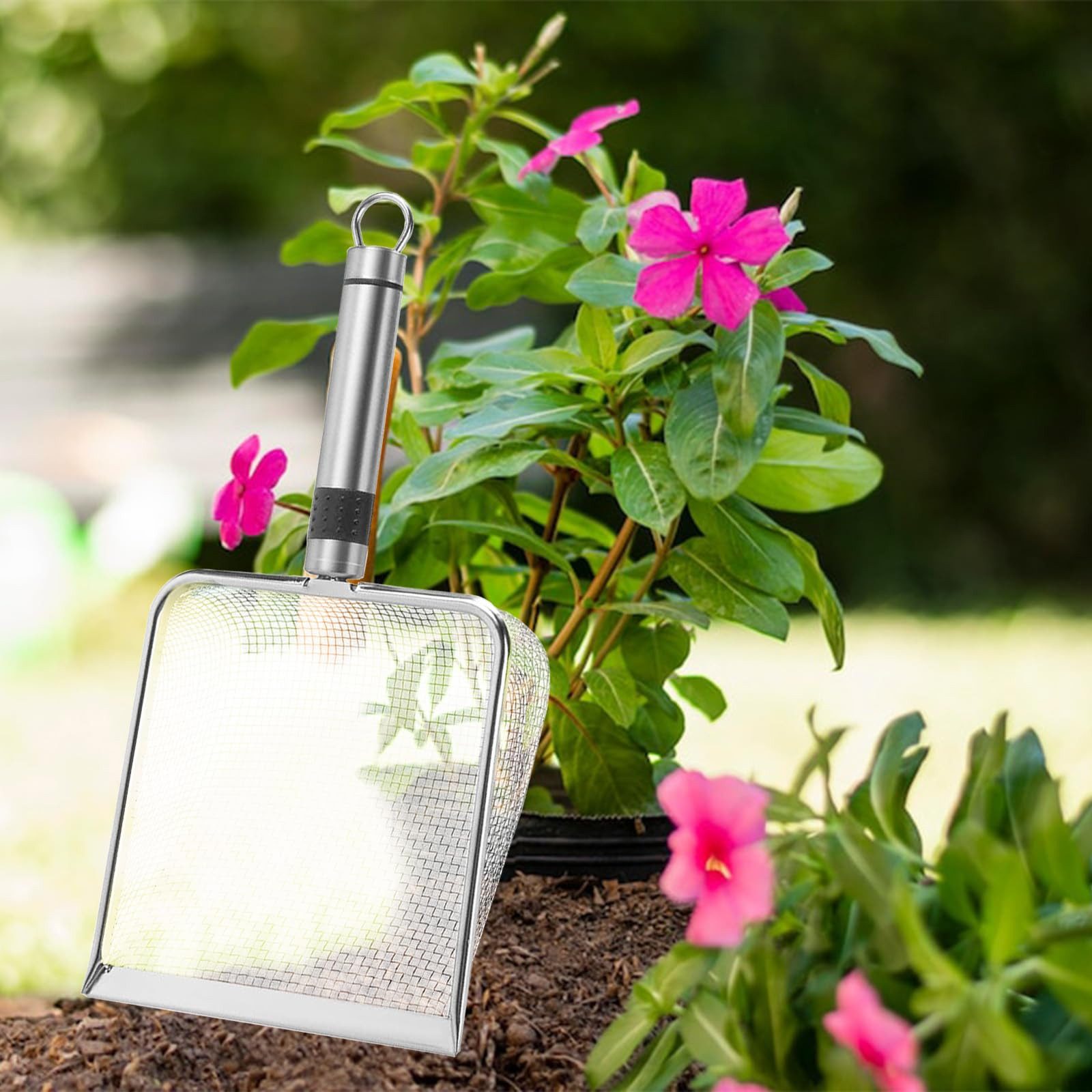BlingBin Gartensieb 4 Stück Gartensieb aus Edelstahl, Schatzschaufel Kompostsieb mit Griff, Edelstahl, (1er Set, 4-St., Gartensieb - Sandsieb,Sieb, Erdsieb, Sandsieb (2.0/2.8/3.8/5.0mm), Siebeinsätze für Erde, Kompost, Unkraut, Sand, Schotter und Saatgut