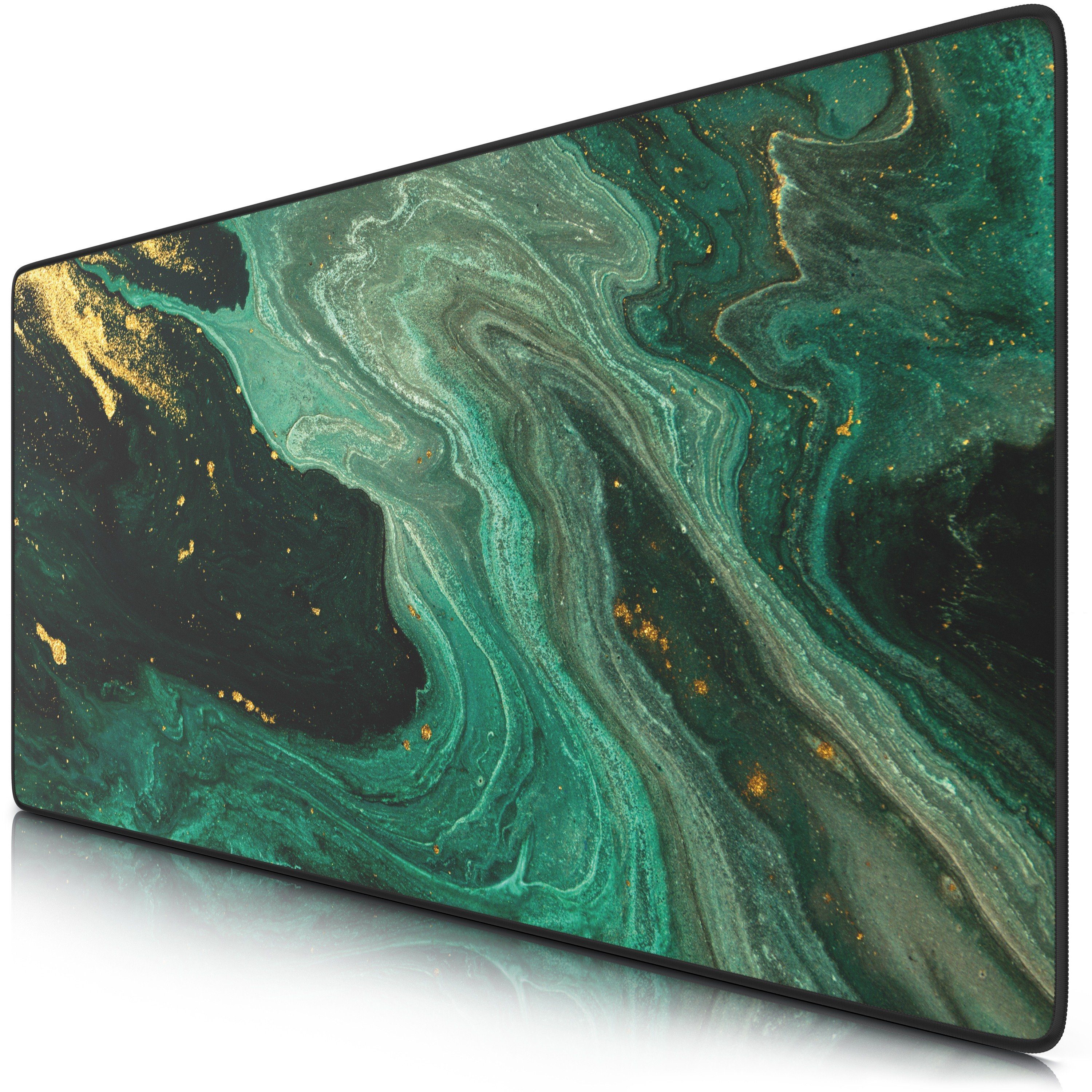 CSL Gaming Mauspad XXL Speed Mousepad 900 x 400 x 3 mm, große Tischunterlage (1-St), rutschfest, abwaschbar, Geschwindigkeit & Präzision, grün gold