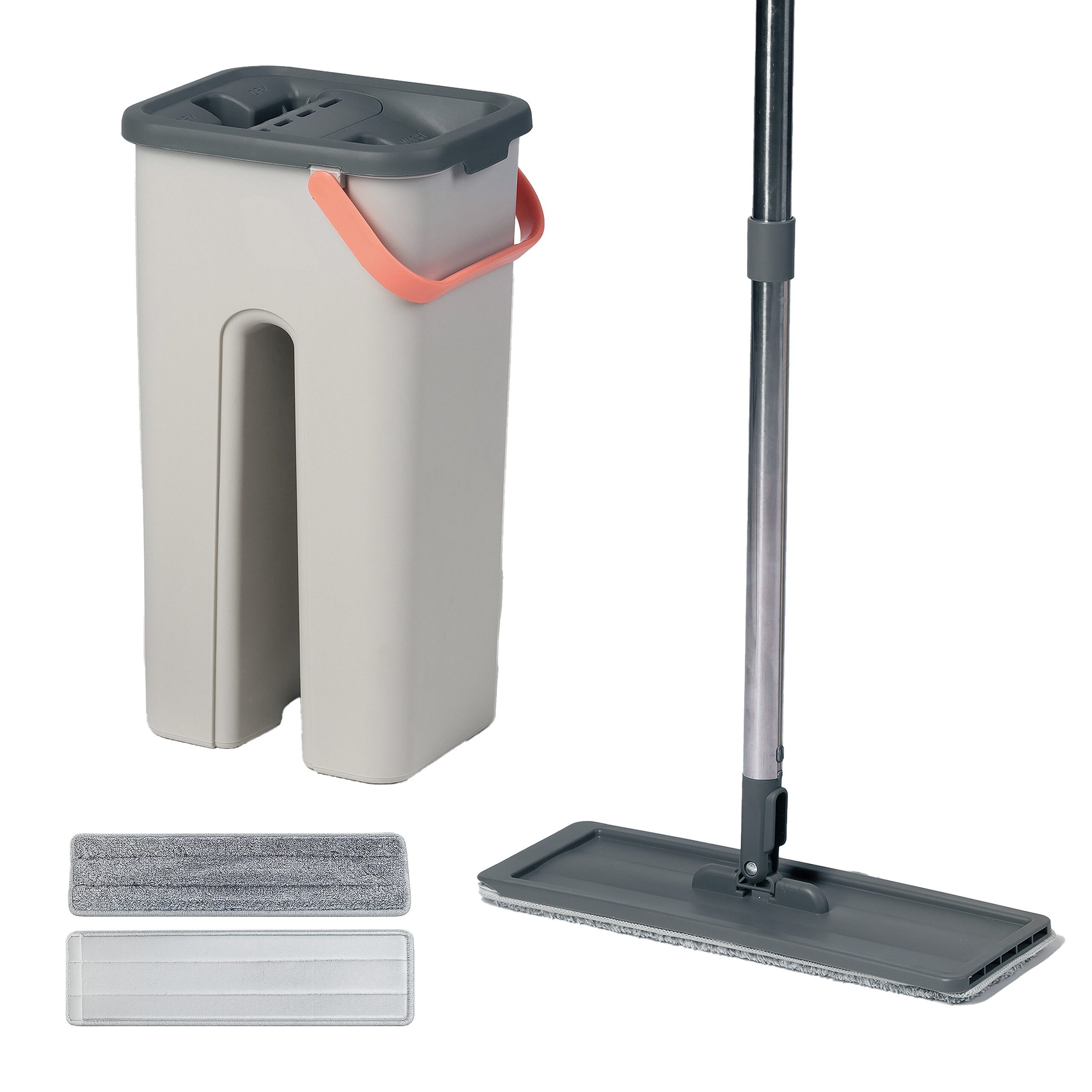 relaxdays Wischmopp-Set Flachmopp Set 2-Kammern, (4-St)