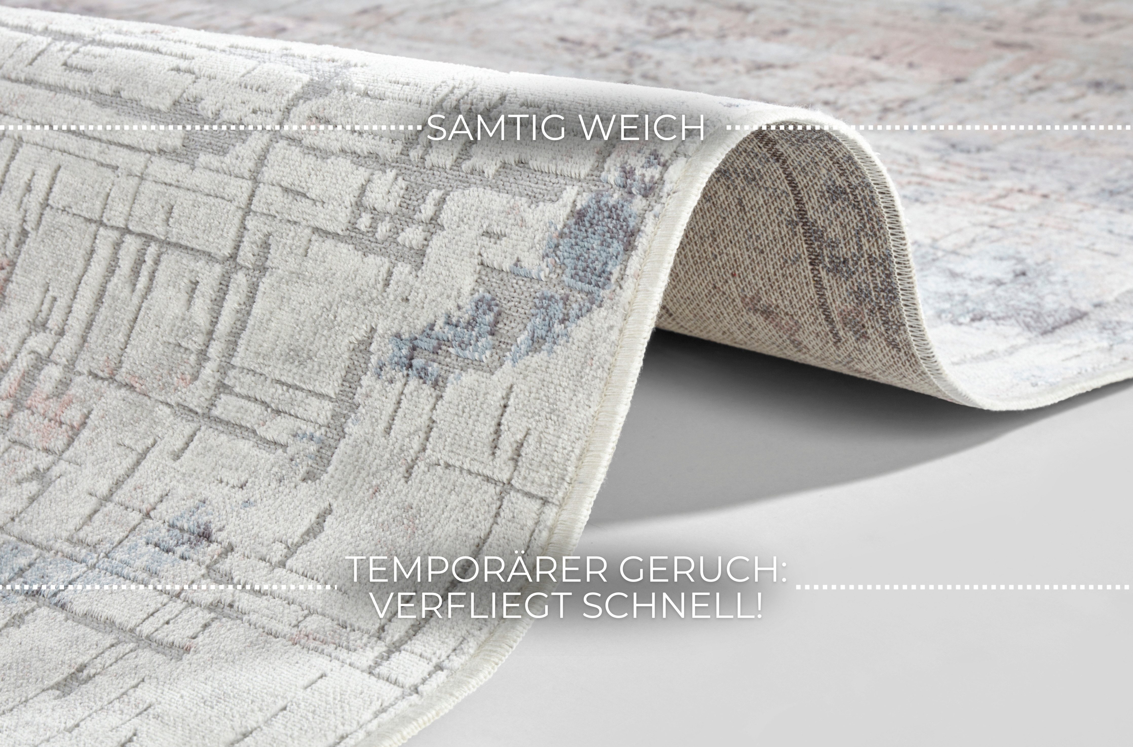 ELLE DECORATION Designteppich Chameis, rechteckig, Höhe: 4 mm, Viskose, Vintage Look, Seiden Optik, Wohnzimmer, Schlafzimmer, Teppich