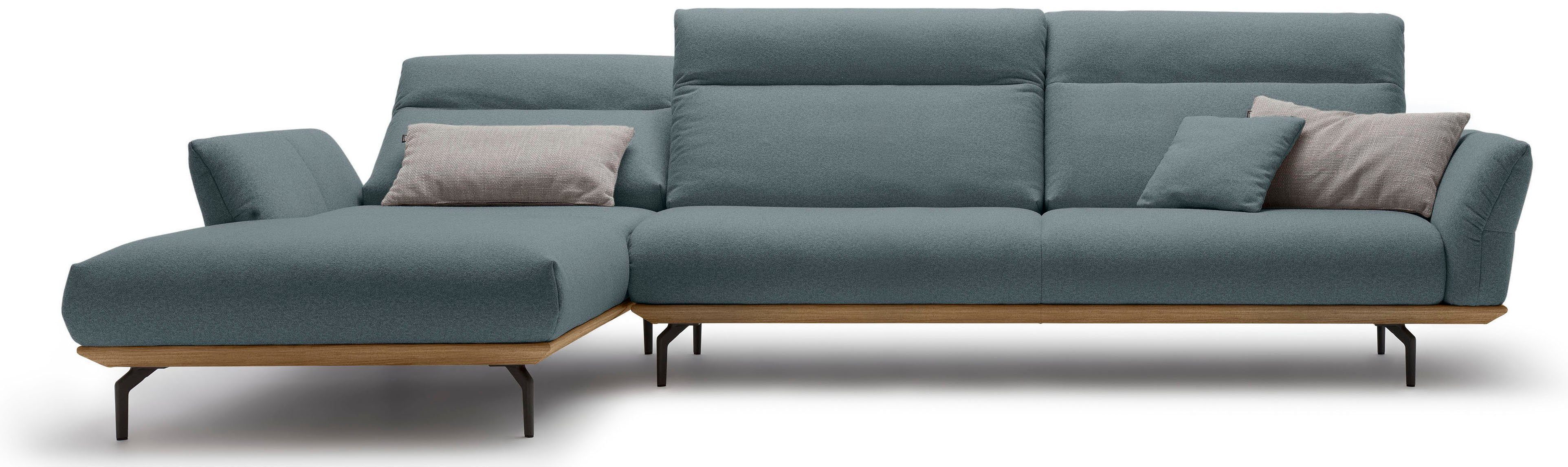 hülsta sofa cm Nussbaum, 338 Ecksofa Umbragrau, Sockel in hs.460, in Winkelfüße Breite