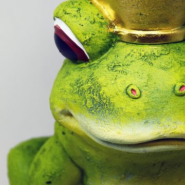 DRULINE Feuerzeug XXL Gartenfigur Froschkönig Dekoration Garten für Draußen mit Goldener