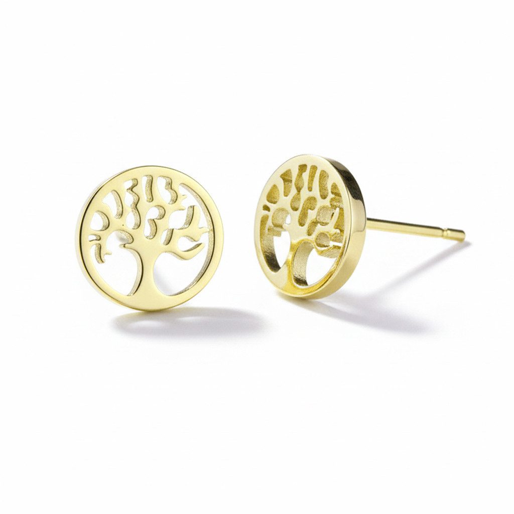 Paar Ohrstecker Lebensbaum Damen Ohrringe Chirurgenstahl symbolischer Schmuck