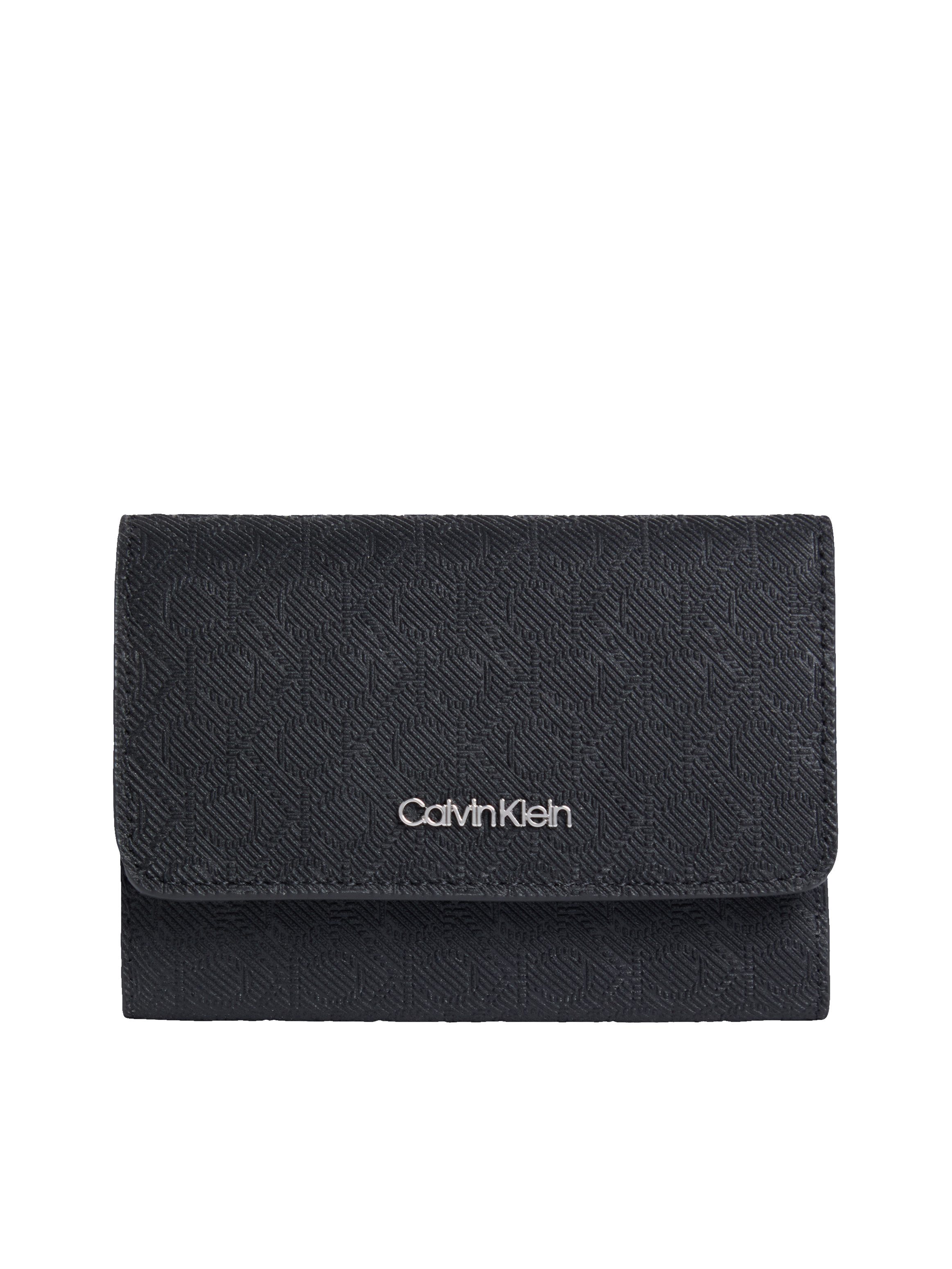 Calvin Klein Geldbörse CK MUST AOP SMALL TRIFOLD W ZIP, Damen Portemonnaie, Geldbeutel mit Metall-Logo