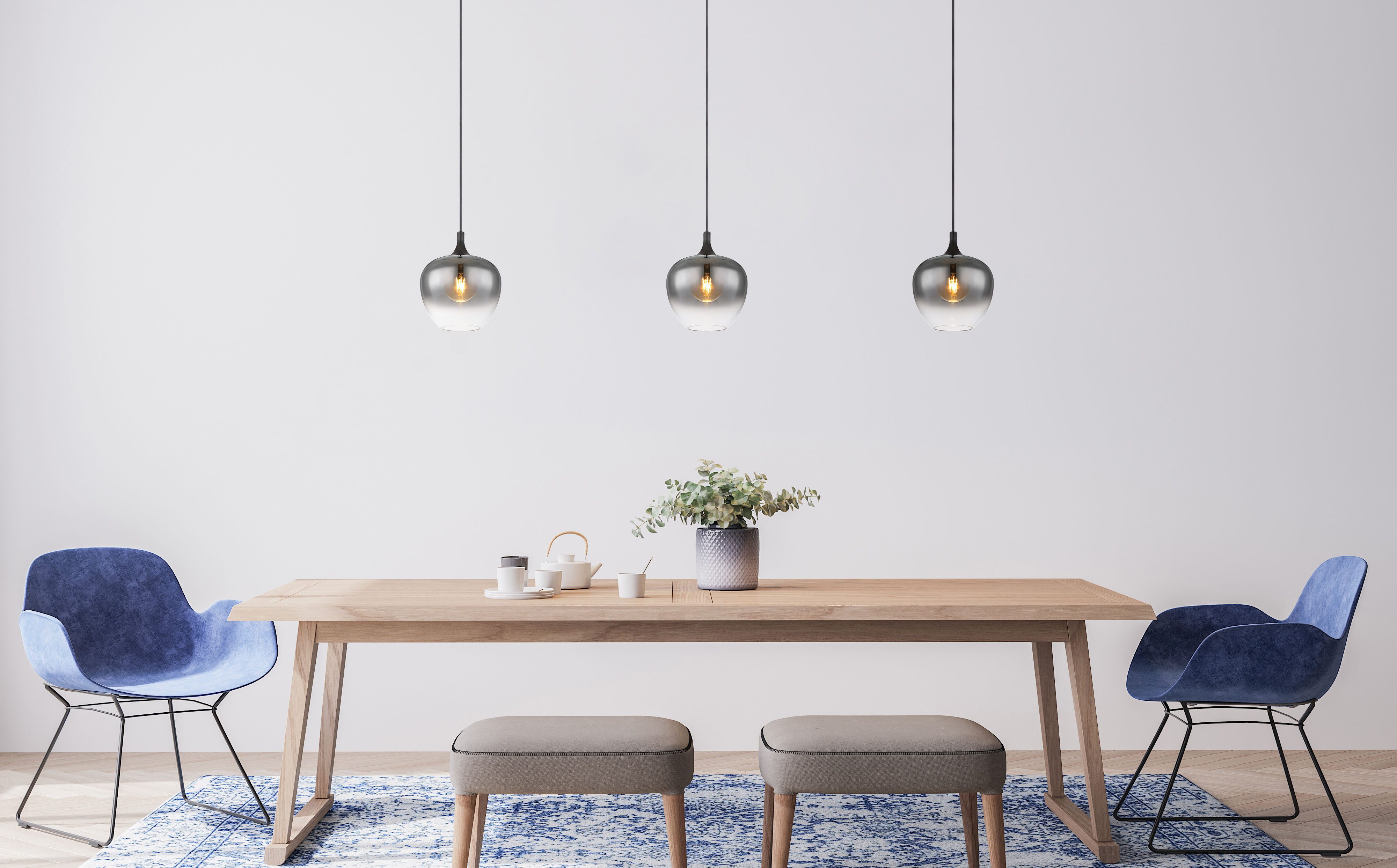GLOBO LIGHTING Hängeleuchte MAXY, ohne Leuchtmittel, Hängeleuchte, schwarze Aufhängung, Rauchglas, E27