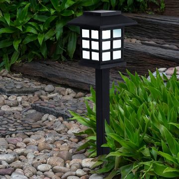 etc-shop LED Gartenleuchte, LED-Leuchtmittel fest verbaut, 4er Set LED Solar Lampen Garten Steck Leuchten Terrassen Außen