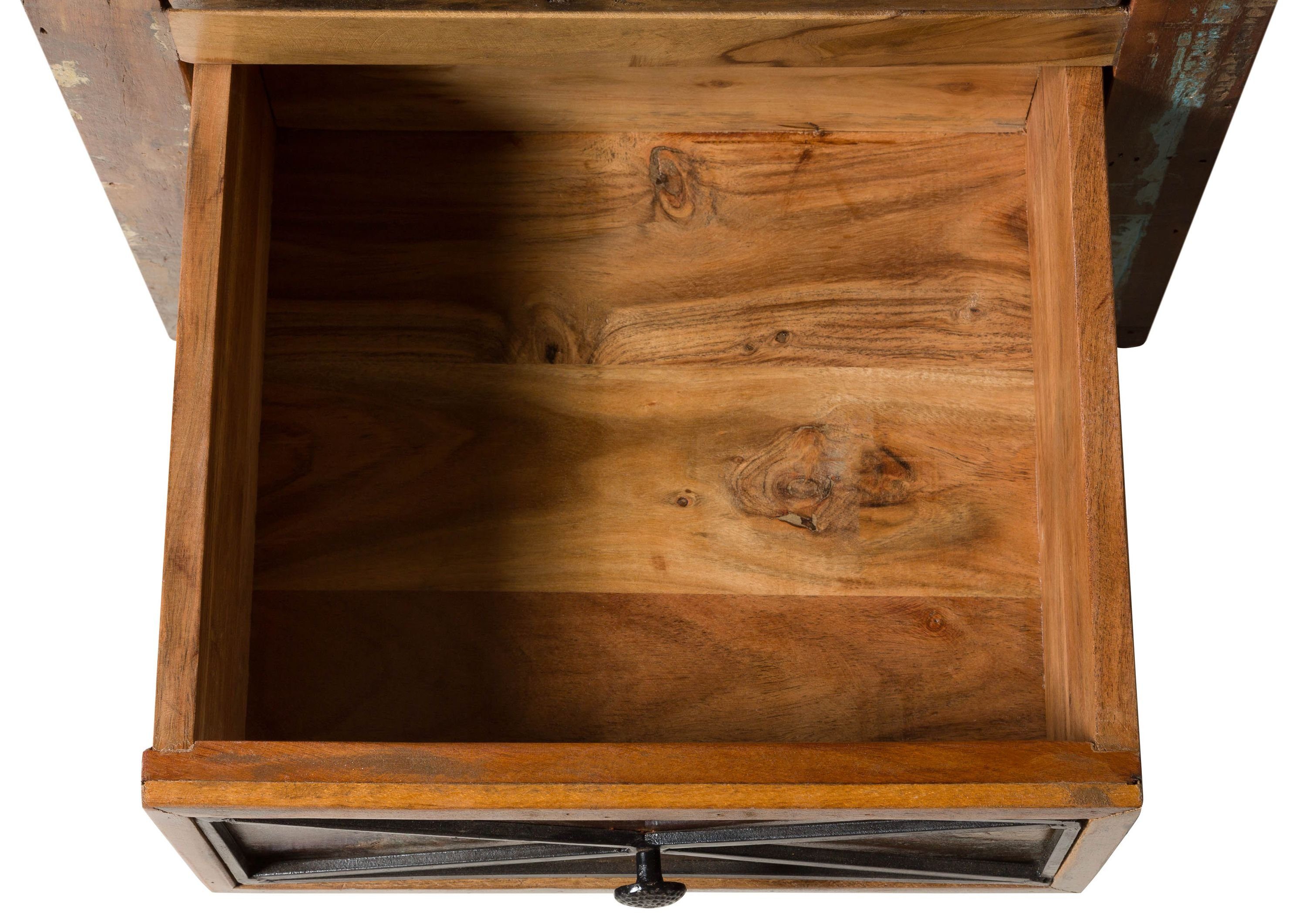 Massivmoebel24 Kommode NATURE OF SPIRIT (Massivholz), Kommode Altholz 55x45x122 mehrfarbig lackiert NATURE OF SPIRIT #129