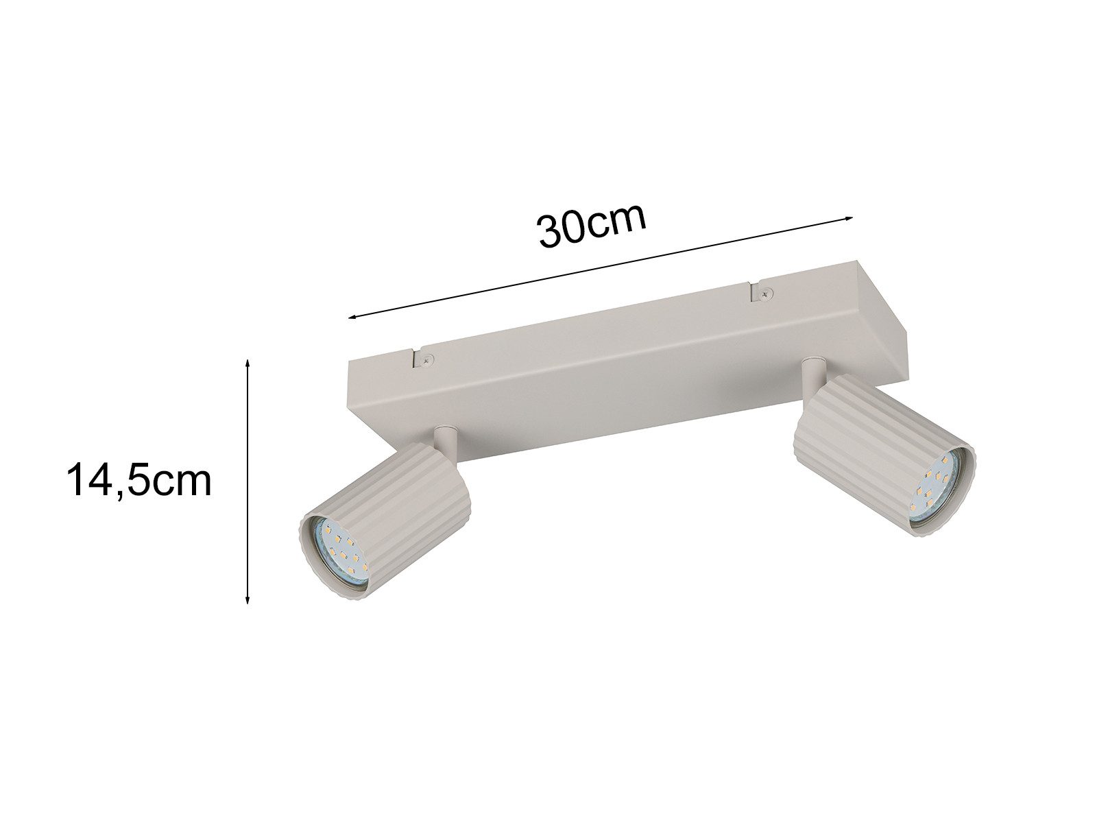 TRIO Leuchten LED Deckenstrahler, Dimmfunktion, LED wechselbar, Warmweiß, Innen Strahler mit 2 schwenkbaren Spots aus Metall, Breite 30cm