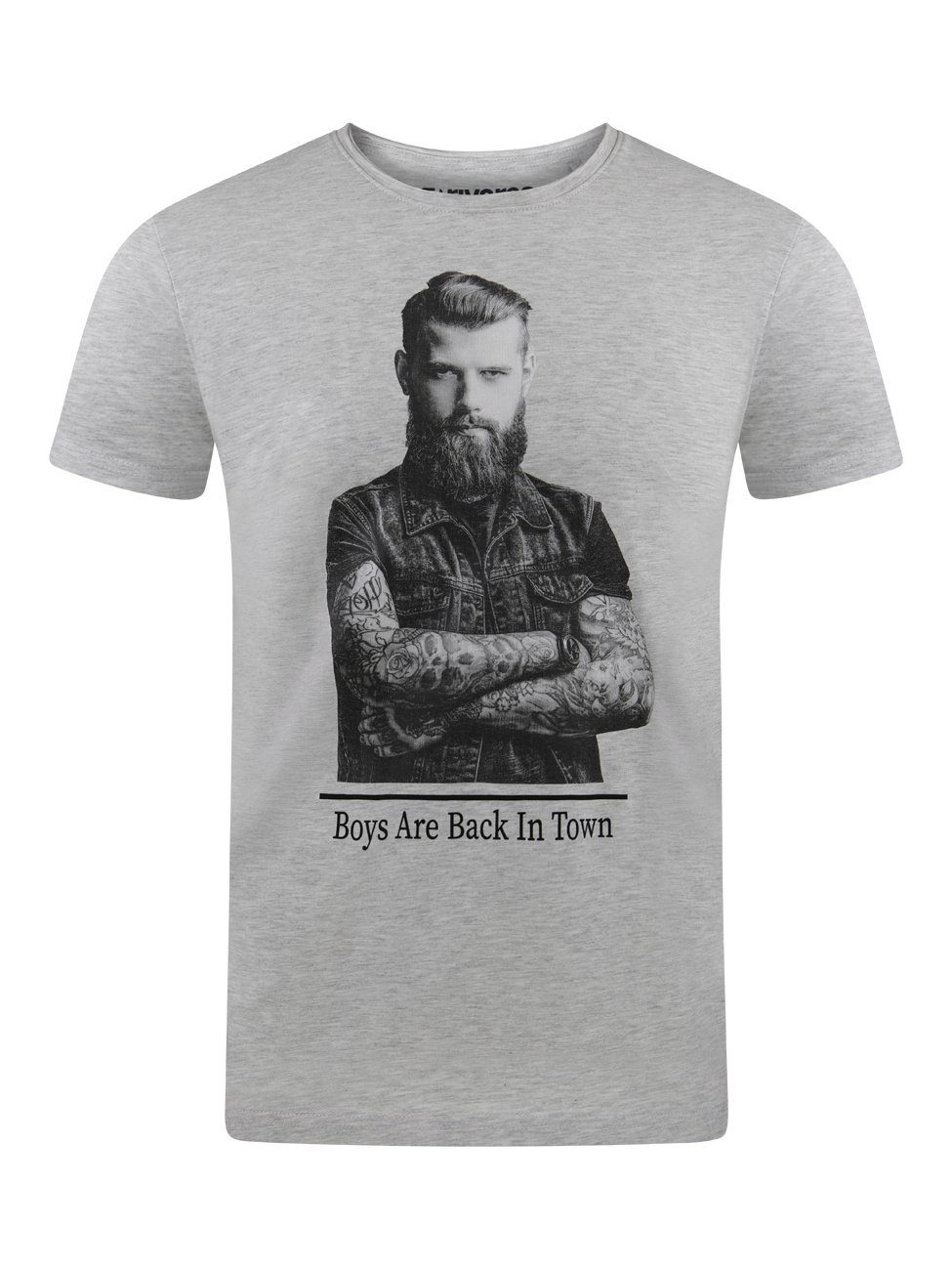 Farbmix Fit riverso aus Rundhalsausschnitt Kurzarm Regular T-Shirt 100% (4-tlg) mit Baumwolle Herren Fotoprintshirt 1 RIVHarald Tee Shirt