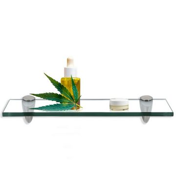 Clanmacy Wandregal Glasablage Glasregal ideal für Bad, Dusche 40x10x0.8 cm Klarglas