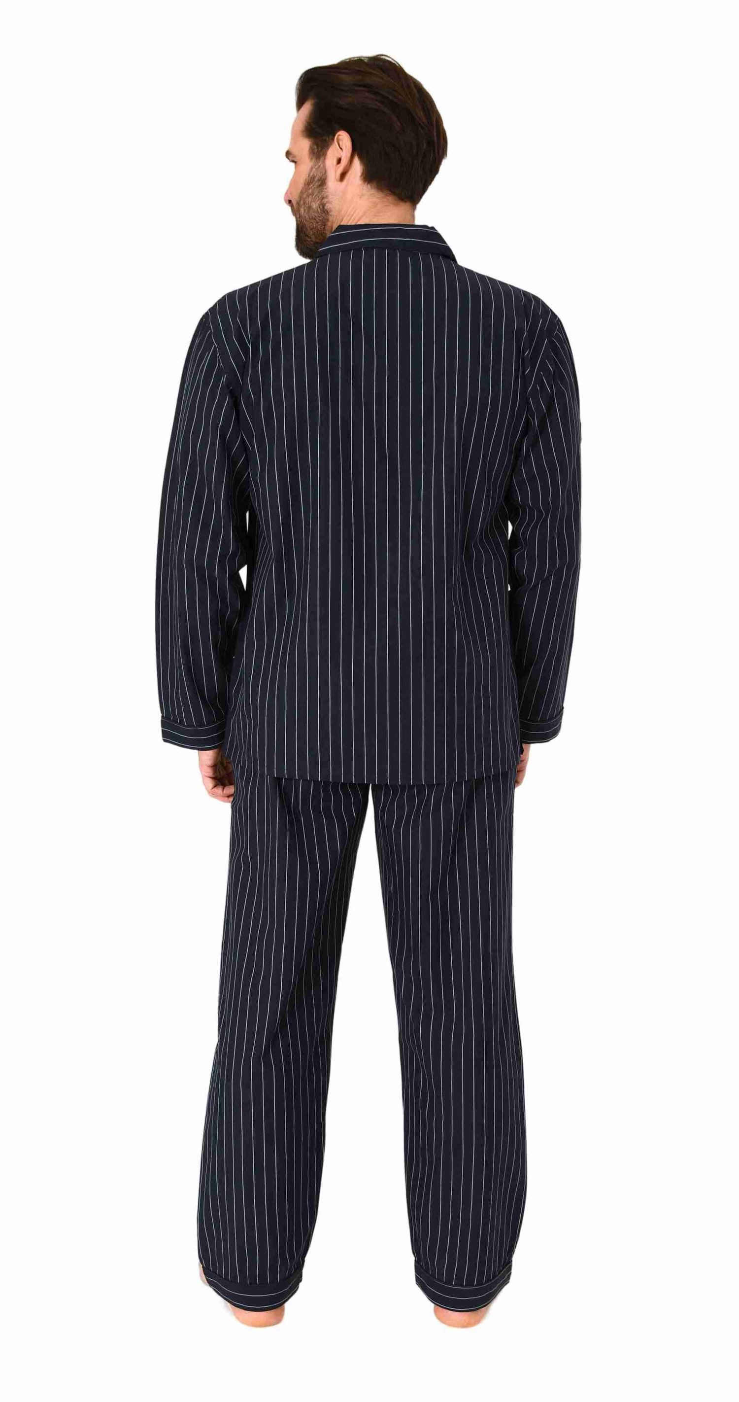 Normann Pyjama Herren Schlafanzug lang Pyjama gewebt zum Knöpfen in elegante Optik – Bild 3 von 3