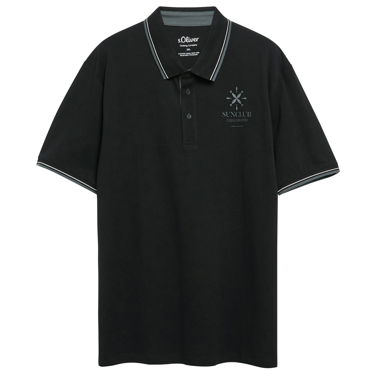 s.Oliver Poloshirt s.Oliver Übergrößen Poloshirt schwarz Brustprint