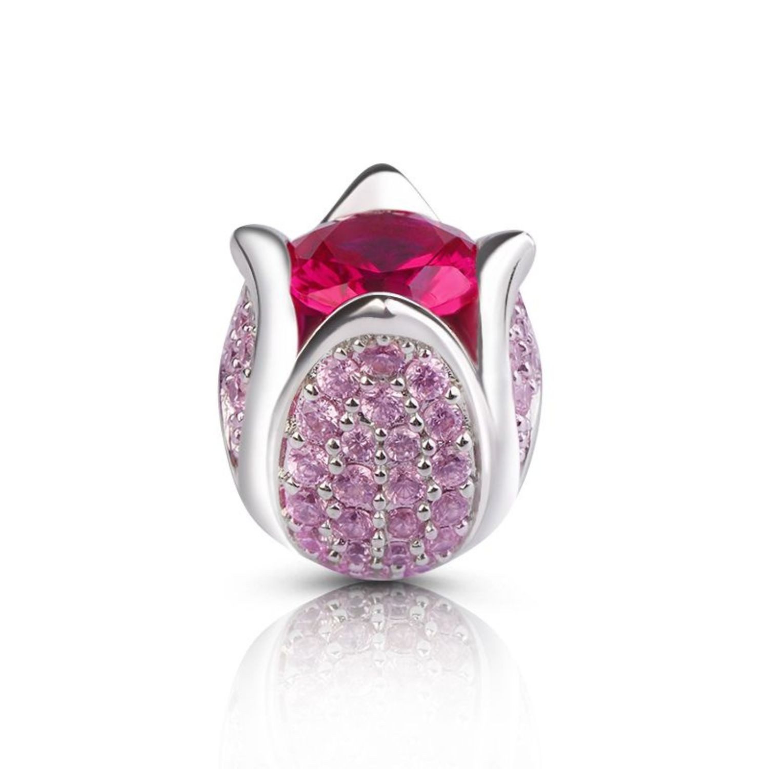 Bead Gnoce Charm Pavé Tulpe DYC010 Silber