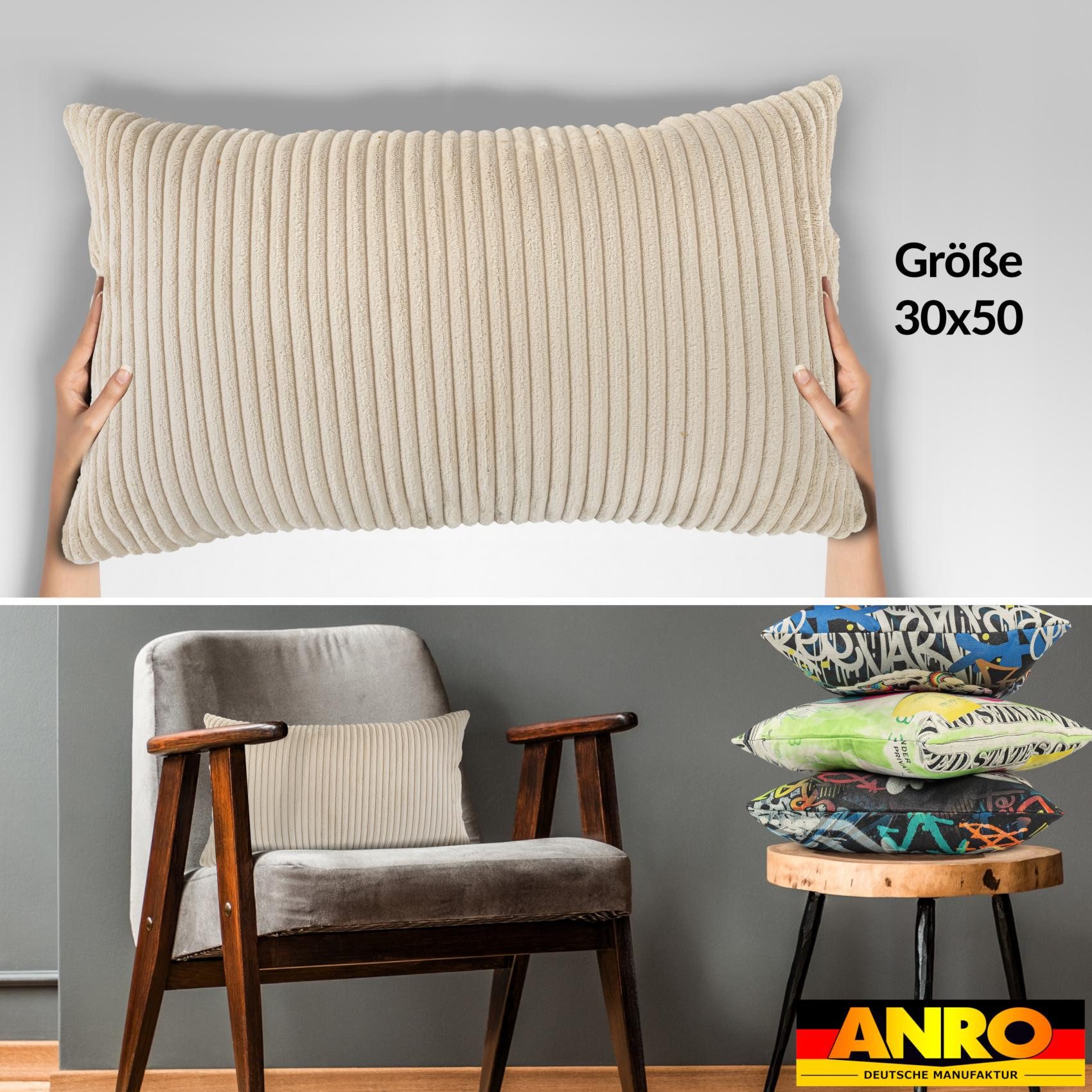 ANRO Dekokissen Kissenhülle MIT oder OHNE Füllung Kissenbezug Zierkissen, Kissenhülle in 30x50cm ohne Füllung Creme – Bild 4 von 5