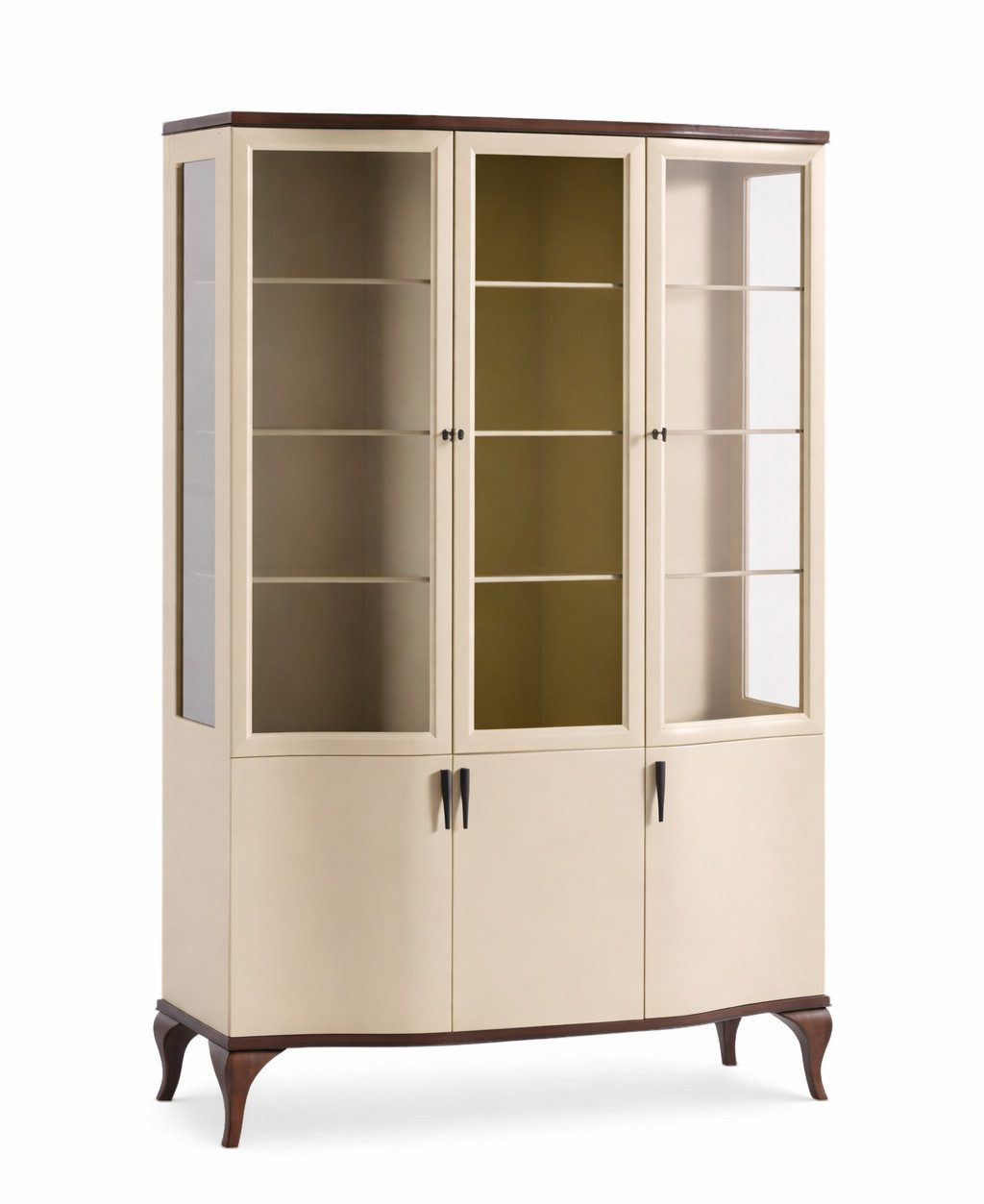 Vitrine Designer Vitrine Schrank Beige Elegante Wohnzimmer Anrichte Sofort