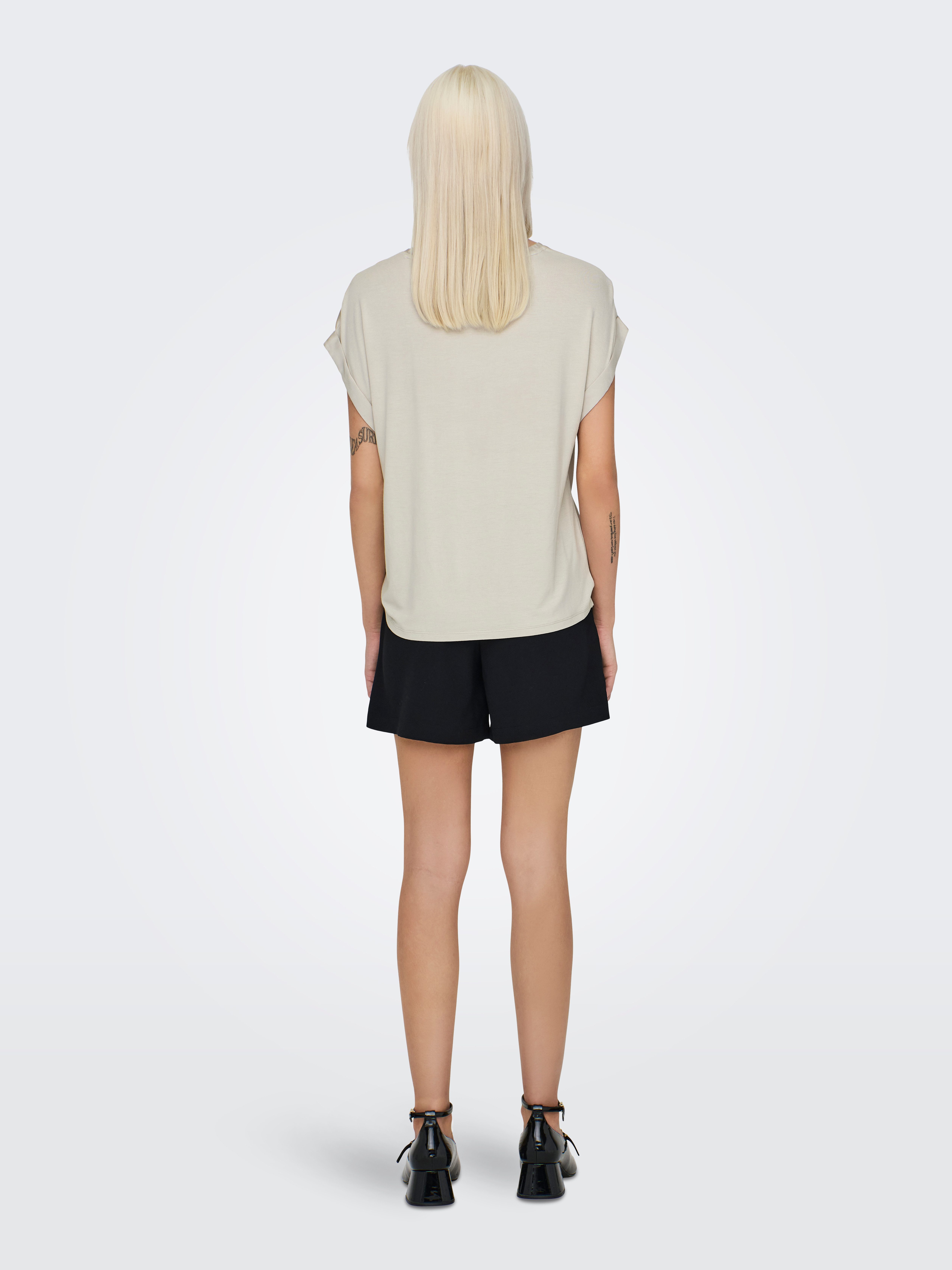ONLY Kurzarmshirt ONLLIEKE S/S SATIN MIX TOP WVN NOOS regular fit, Web, Polyester, Rundhals, unifarben
