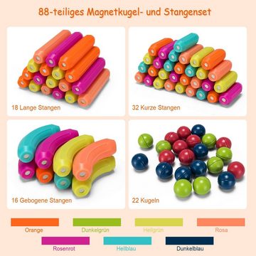 COSTWAY Magnetspielbausteine Magnetspielzeug, (88 St), mit 88 Teile