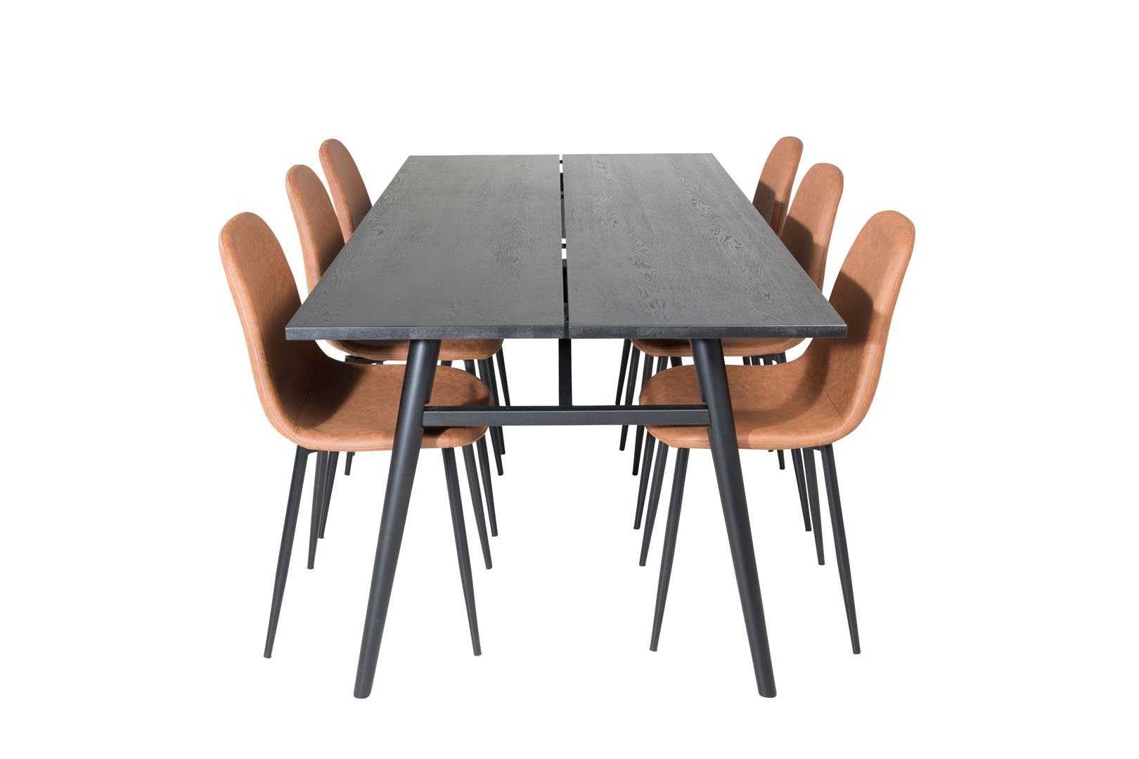 Tisch (7-tlg) Lä, Essgruppe Esstisch ausziehbarer Sleek Essgruppe schwarz;braun ebuy24