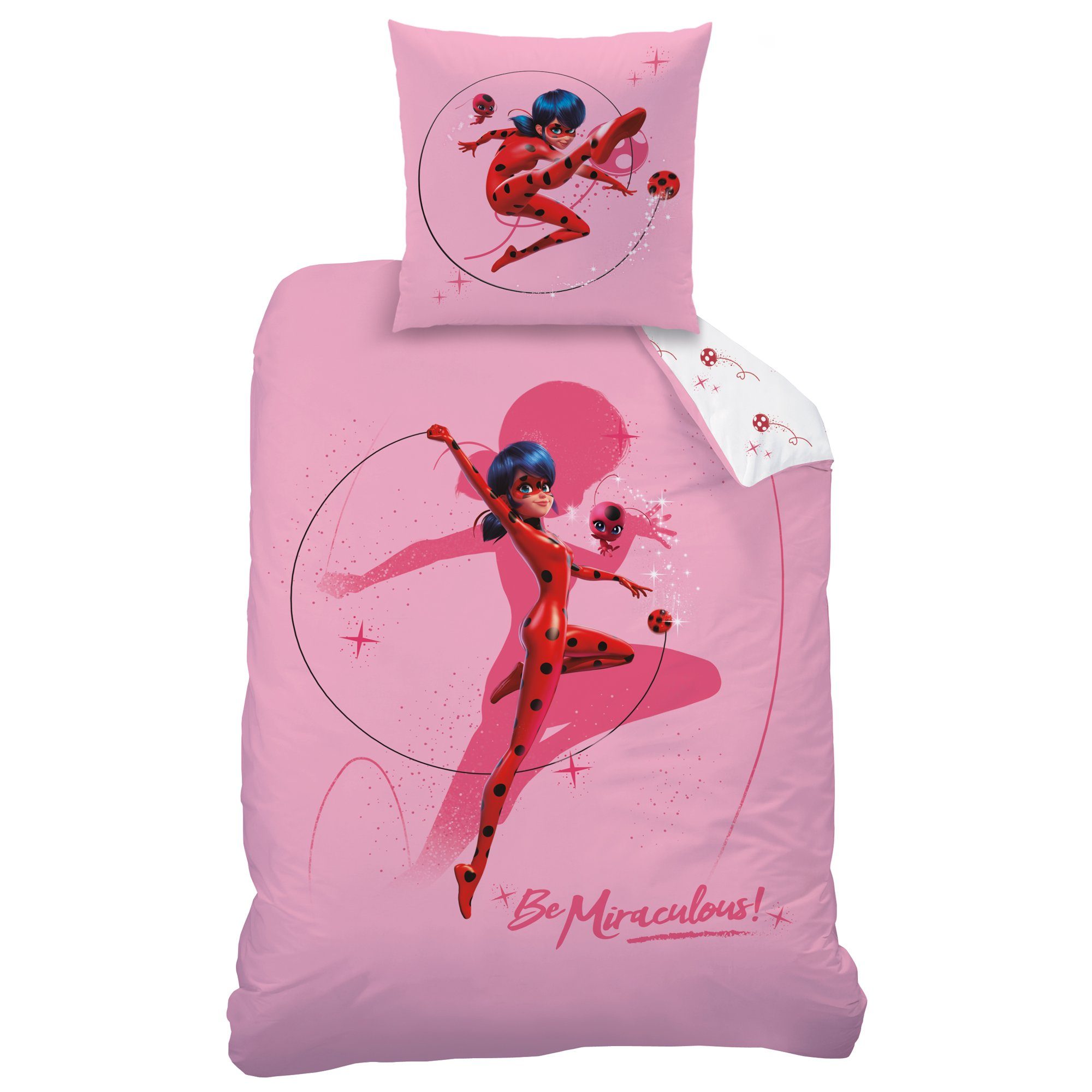 Kinderbettwäsche Mädchen Flanell Bettwäsche Miraculous Ladybug Shadow 135 x 200 cm Biber, CTI