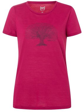 SUPER.NATURAL Print-Shirt Merino T-Shirt W TREE OF KNOWLEDGE TEE geruchshemmender Merino-Materialmix
