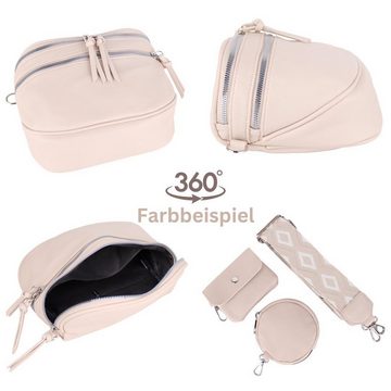 MIRROSI Bauchtasche Damen Taschen, Umhängetasche, Brusttasche, 28x18x10cm Veganes Leder (Schultertasche für jeden Anlass, inkl. 1 Geldbörse und 1 Münzbeutel), Crossbody Bag, Bohemian gemusterten& verstellbaren Schulterriemen