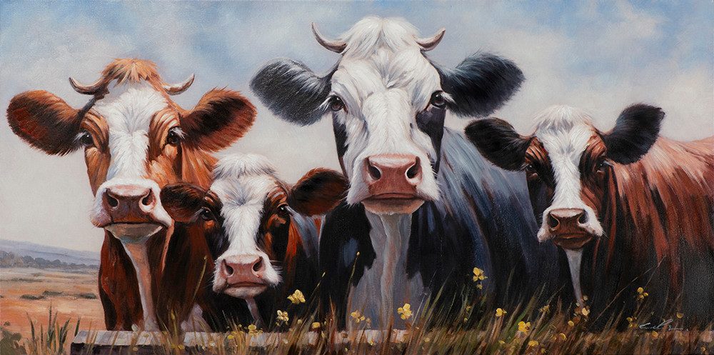 ArtUniverse Gemälde Leinwandbild Milky four 60 x 120 cm, Tiermotiv