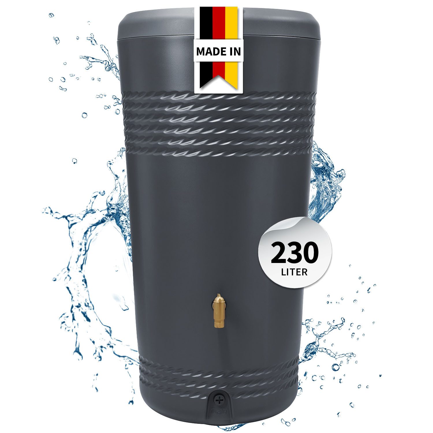 4rain Regentonne MILO 2in1 Regentonne 230 Liter graphite grey inkl. Pflanzschale, 230 l
