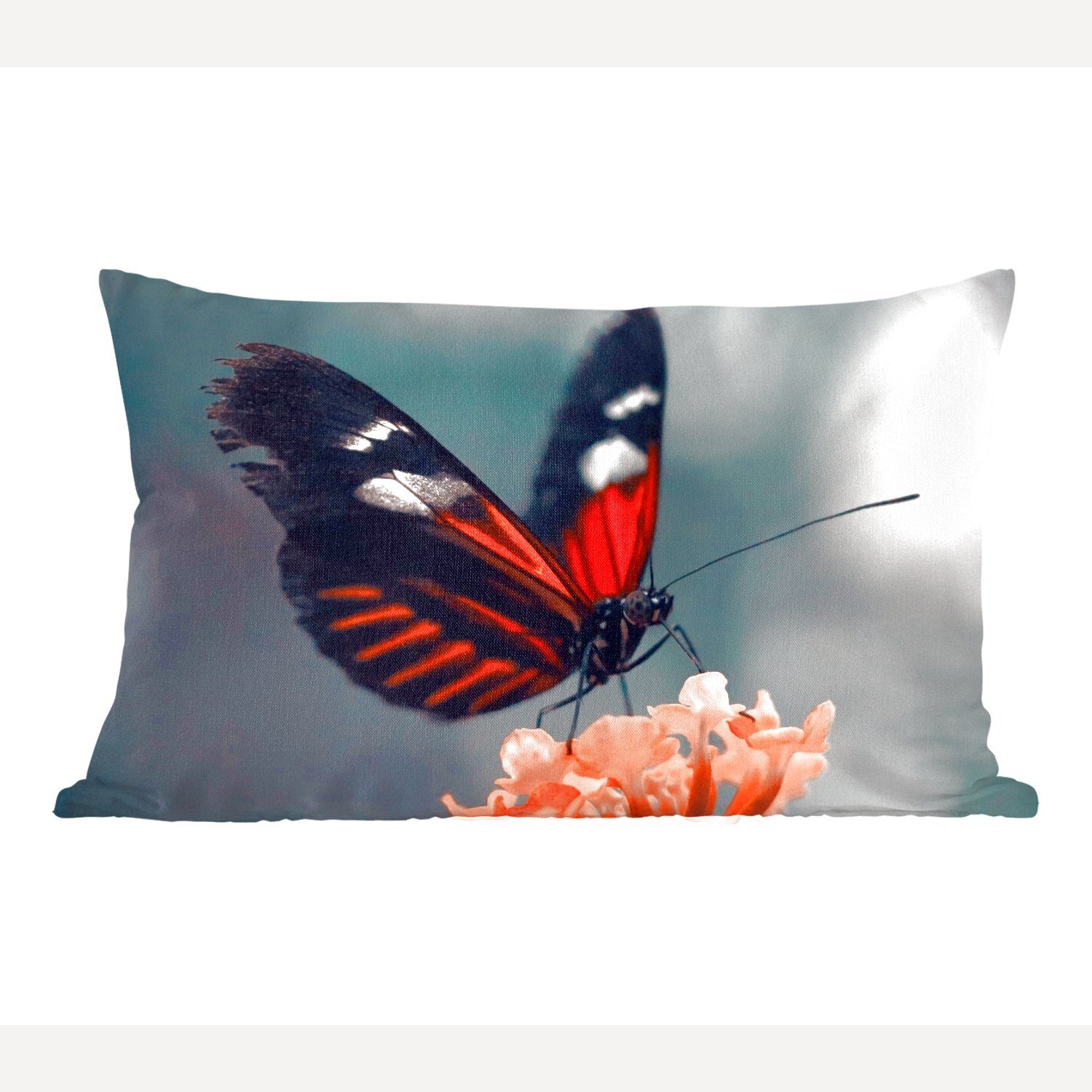 MuchoWow Zierkissen, Dekokissen - - Schmetterling Schlafzimmer Füllung, Dekokissen Blume Wohzimmer mit Dekoration, Insekt,