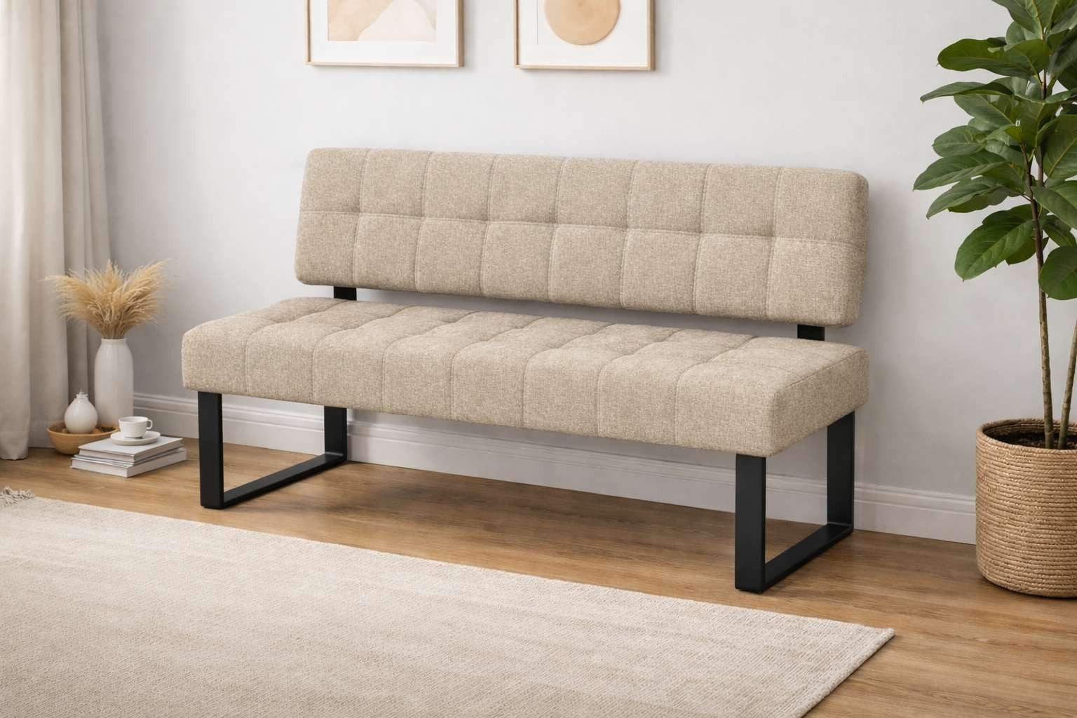Home affaire Sitzbank Mia Küchenbank, Polsterbank, Esszimmerbank, 141x64 cm, Moderne Bank und Farben, Sitzplatzanzahl: 2-3, Frei in Raum stellbar